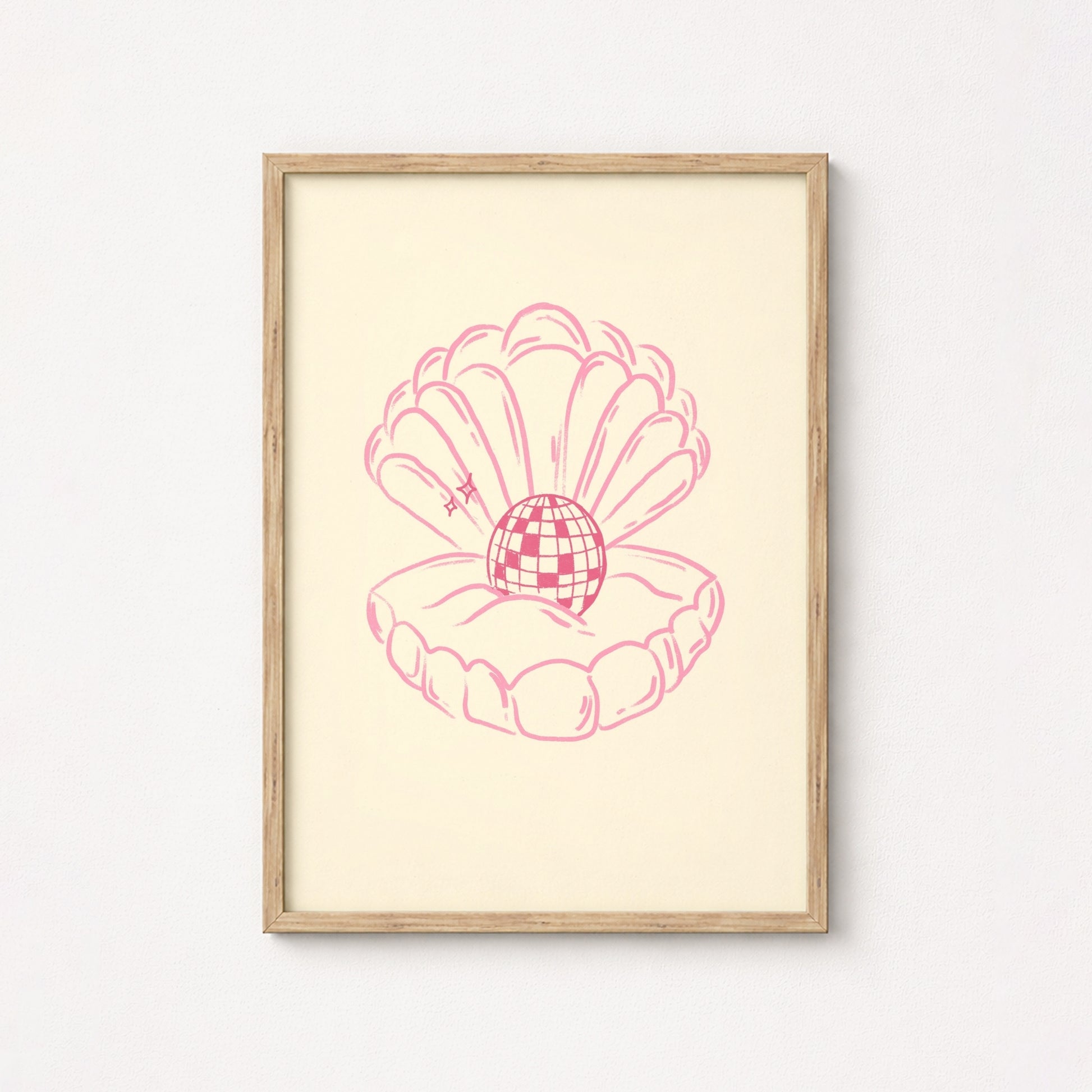 Disco Pearl Print – Fun Pink Coastal Wall Art