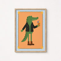 Cool Crocodile Nursery Print, Colorful Kids Decor