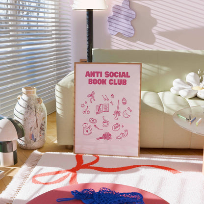 Anti Social Book Club  – Pink Bookish Print