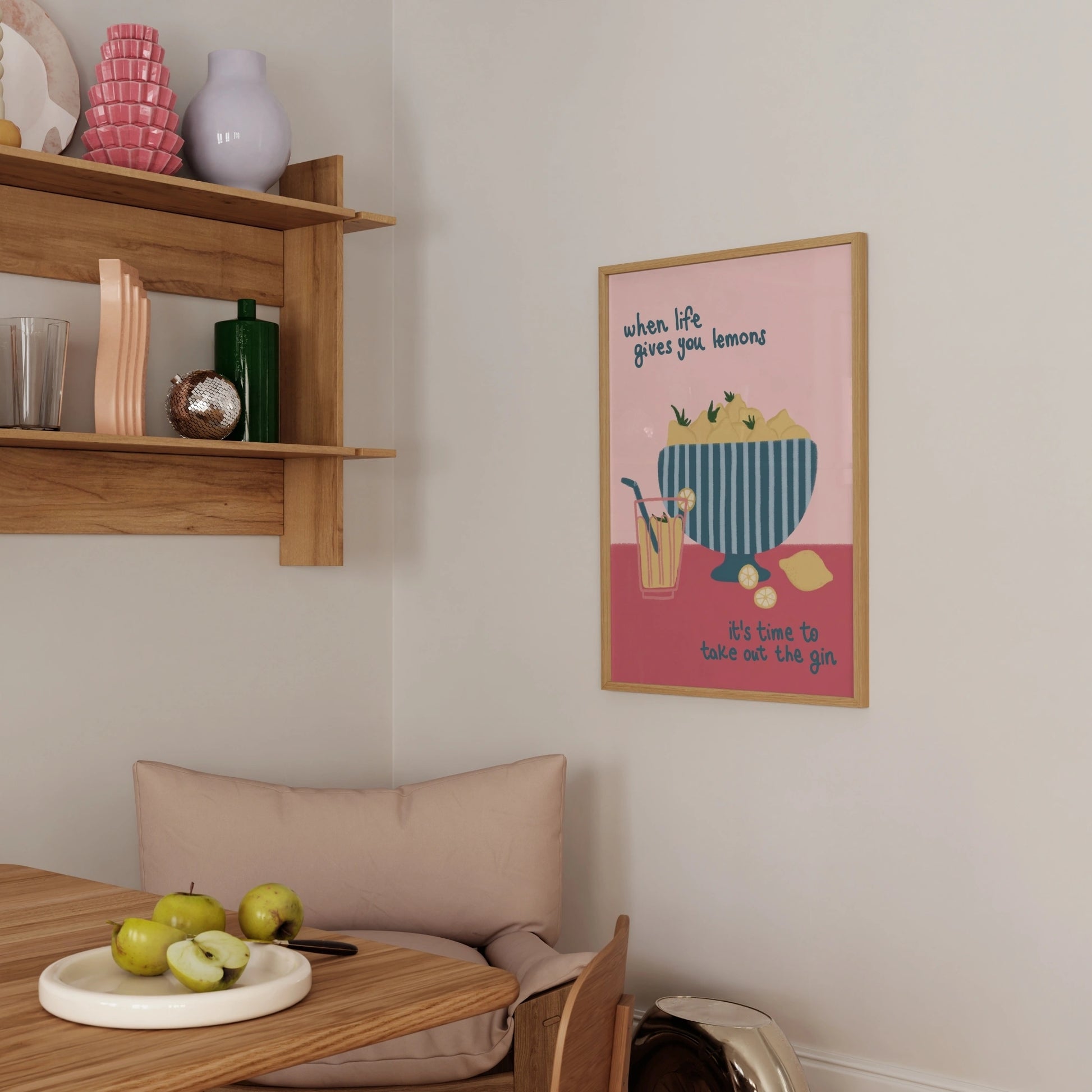 Decorazione murale per la tavola da pranzo italiana – Stampa di pasta, vino e cucina