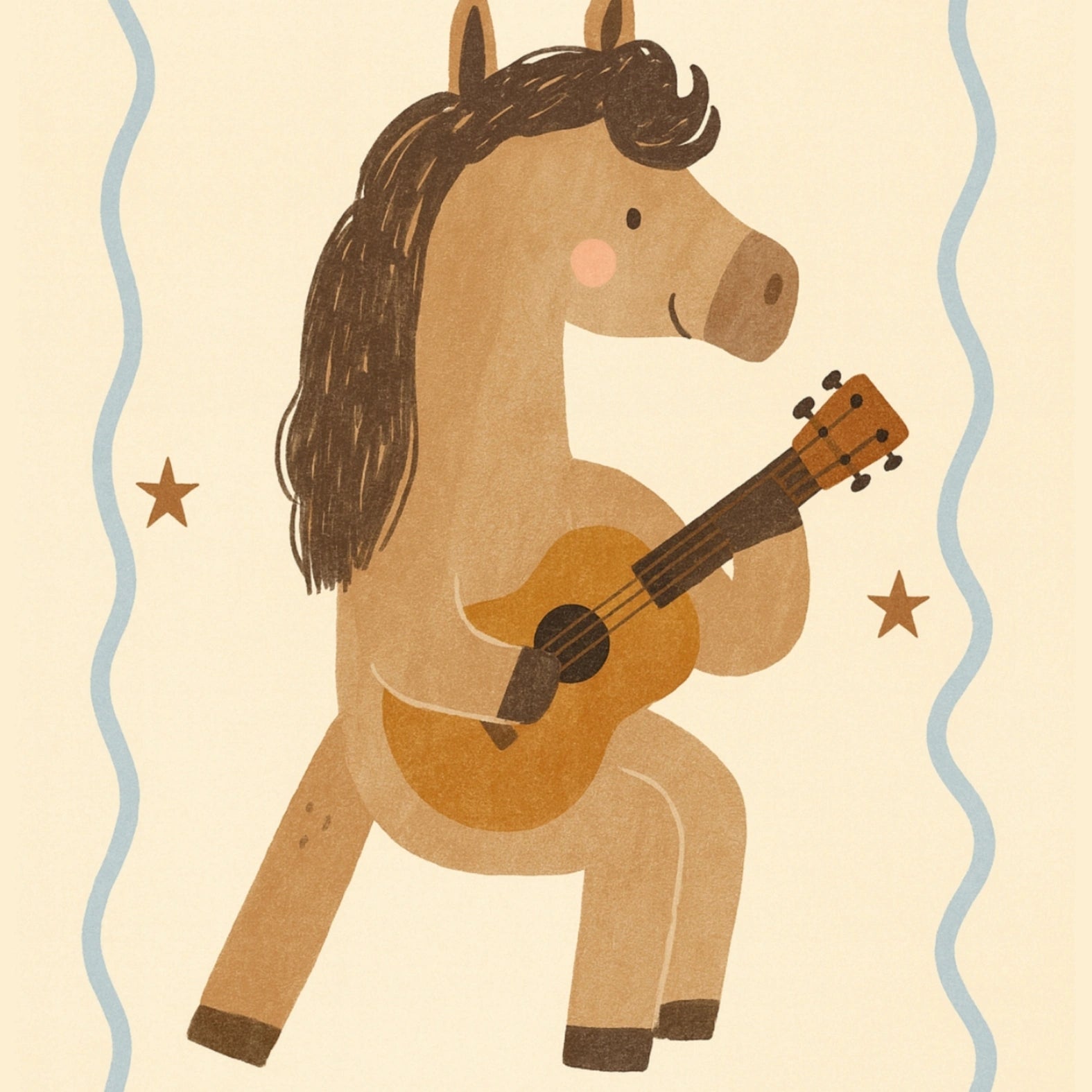 Horse Playing Guitar Nursery Print