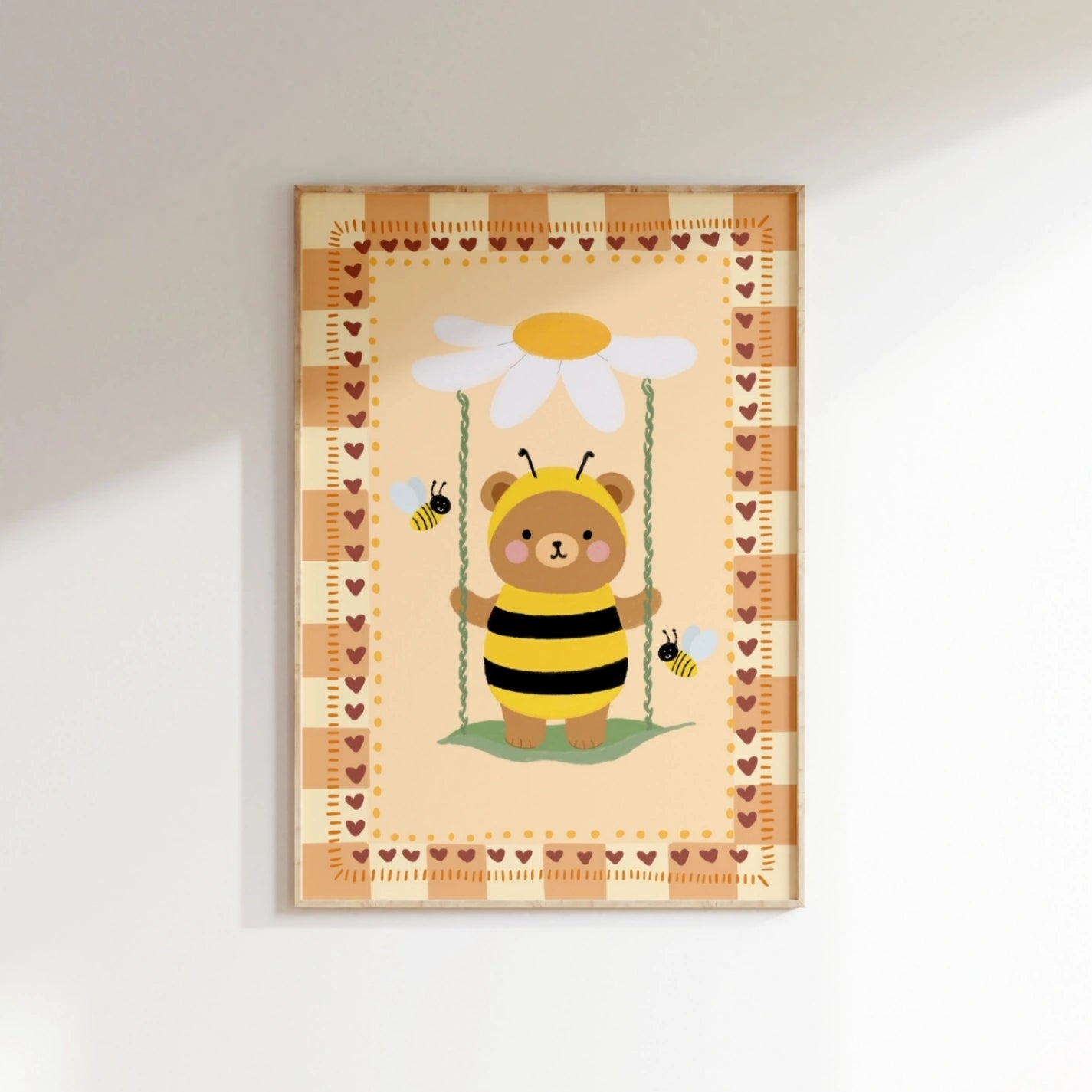 Bee Bear Nursery Print, Whimsical Kids Decor