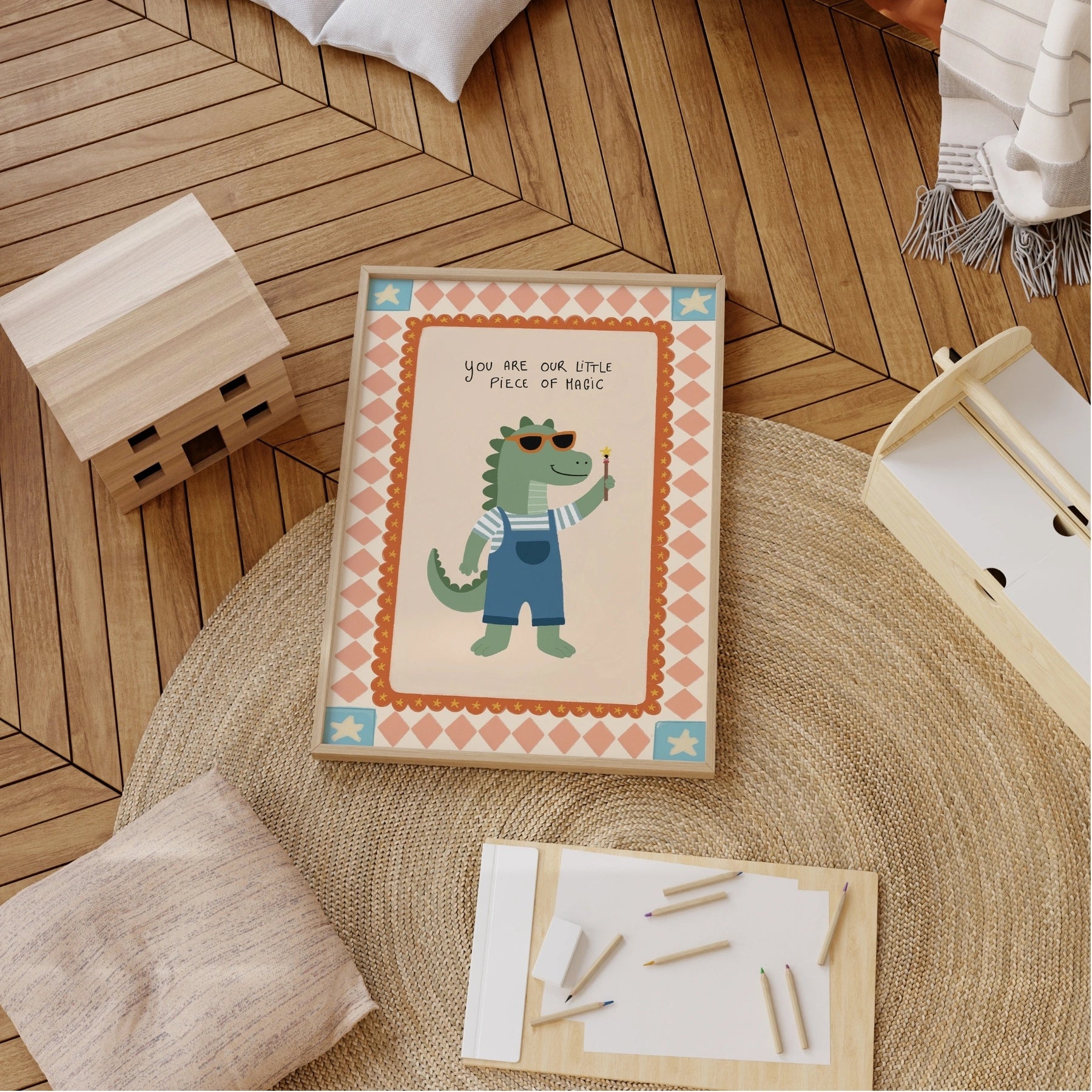 Decorazione per cameretta a tema dinosauro fiabesco