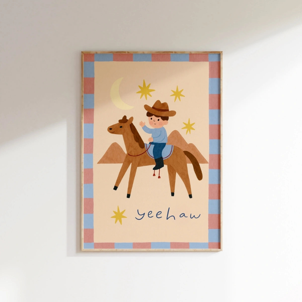 Cowboy Nursery Print - Yeehaw Kids Wall Art, Colorful Kids Decor
