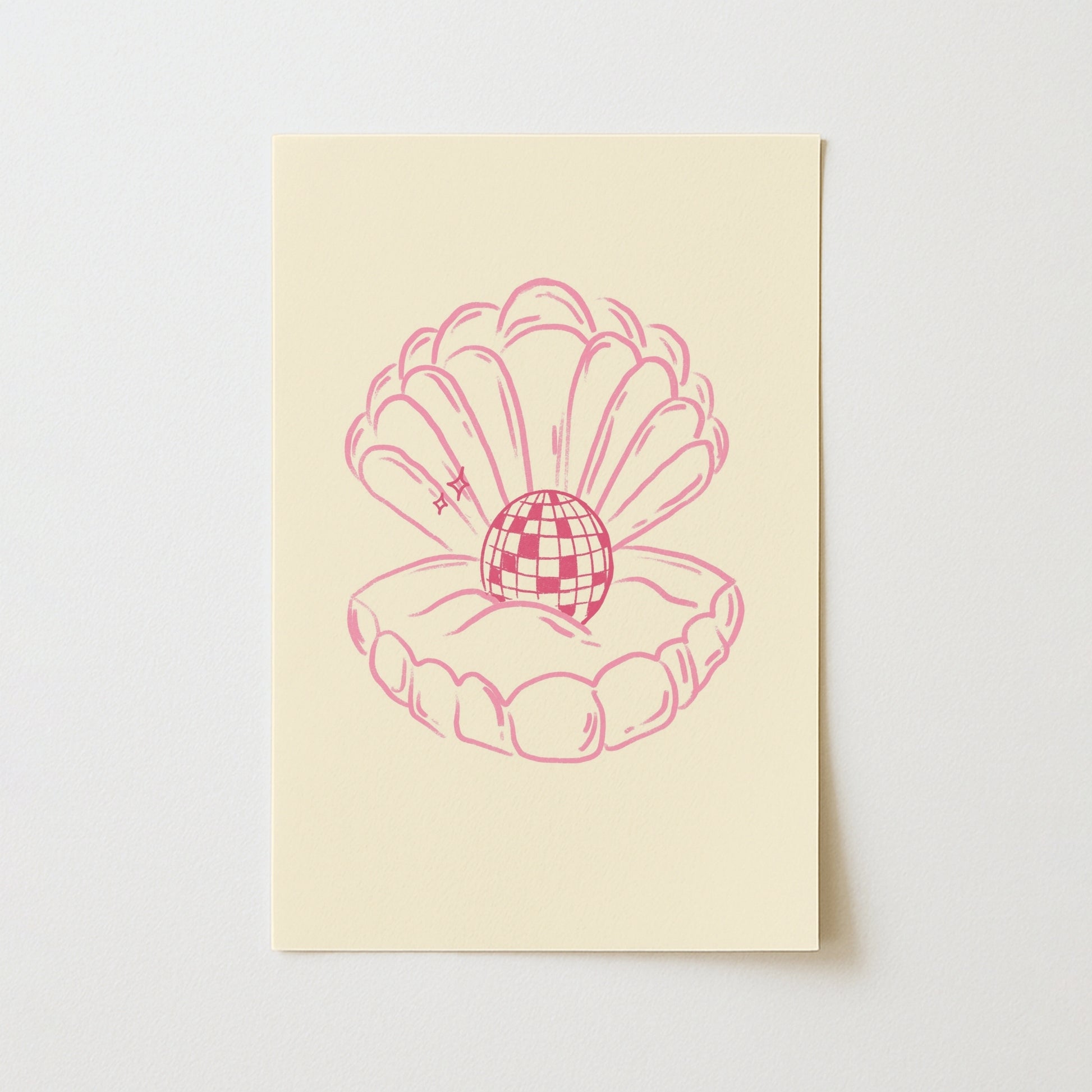 Disco Pearl Print – Fun Pink Coastal Wall Art