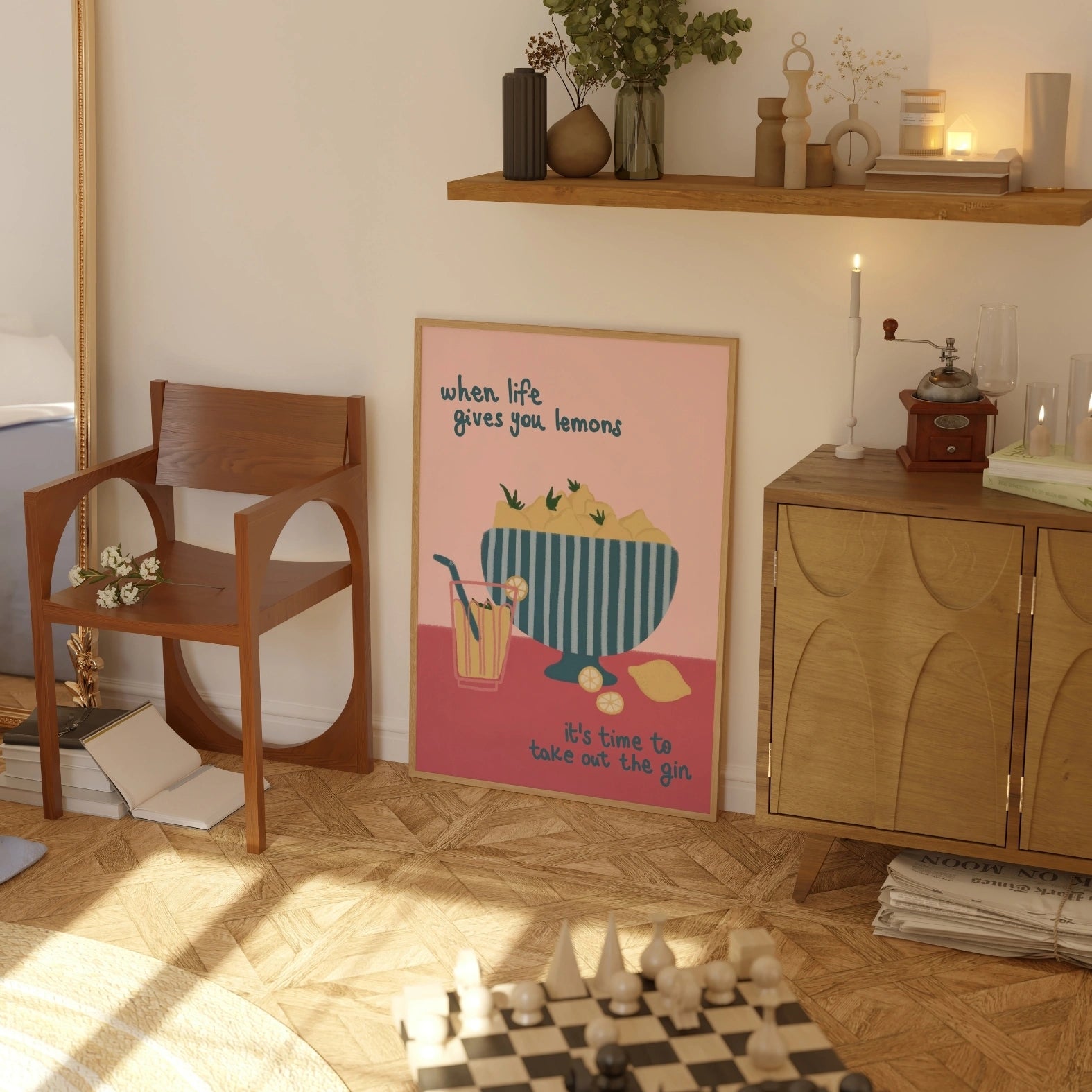 Poster retrò rosa bevande, decorazioni per pareti cucina