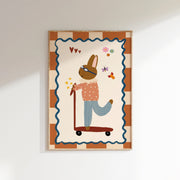Vintage Bunny on Scooter – Póster infantil