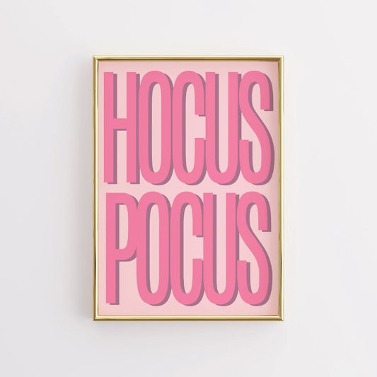 Funny Halloween Typography Print – Pink Hocus Pocus Wall Art