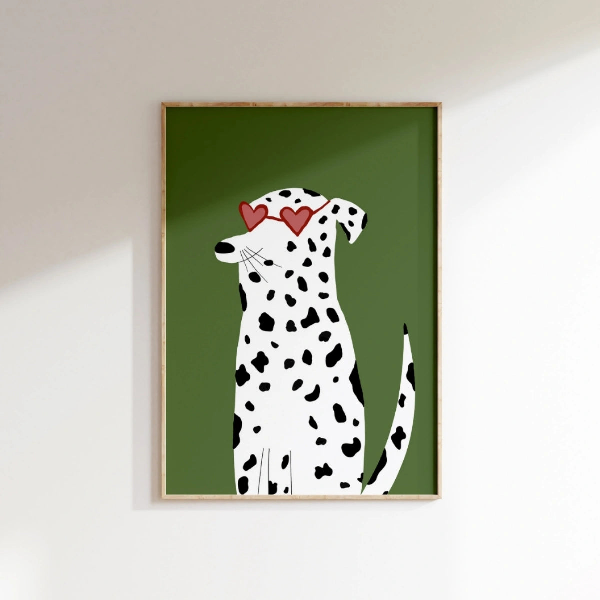 Dalmatian con Occhiali a Cuore – Divertente Stampa di Cane per Cameretta Bambini, Arredamento Cameretta Ragazzo