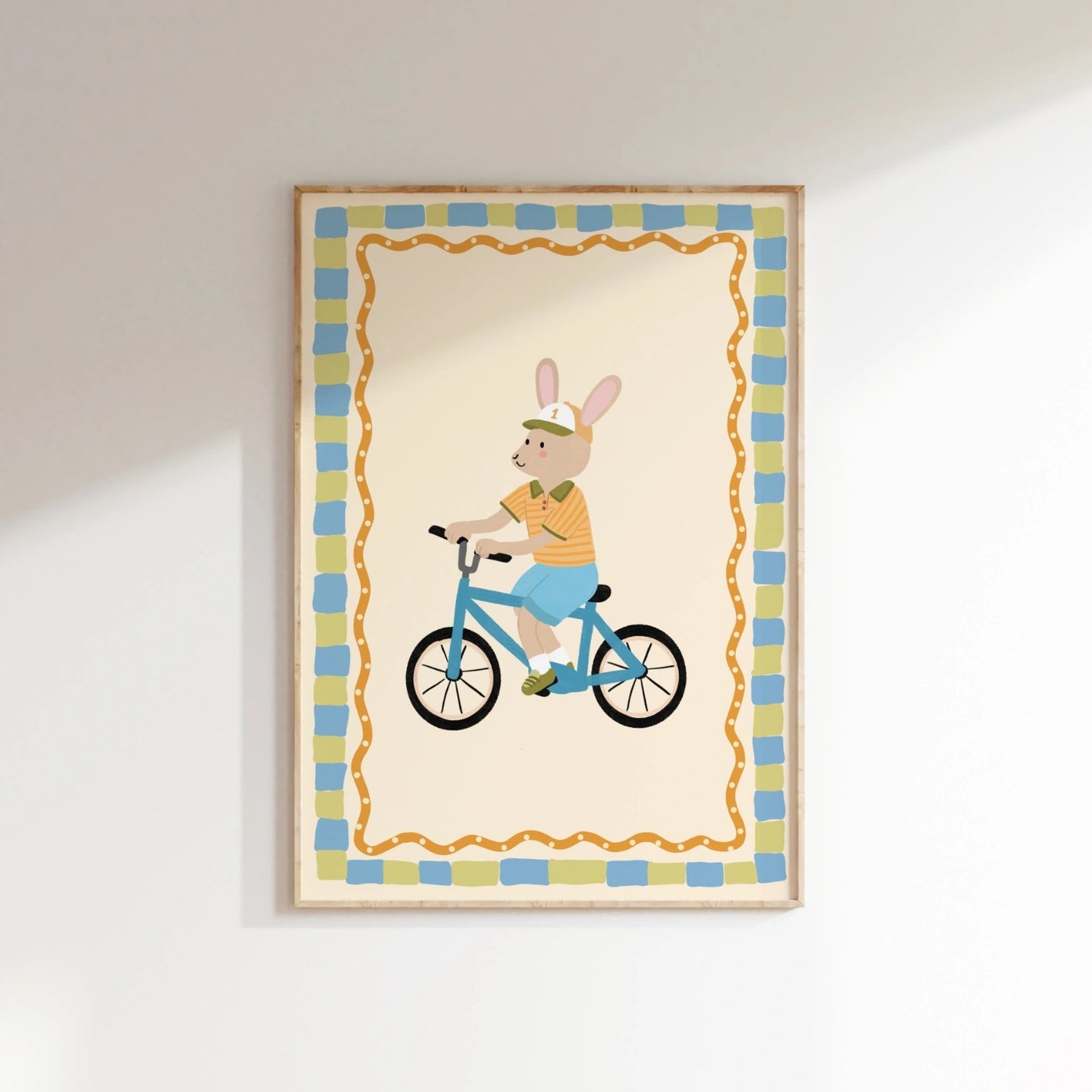 Bunny Bicycle Nursery Print, Kids Sports Wall Art