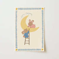 Arte da parete con coniglietto e luna