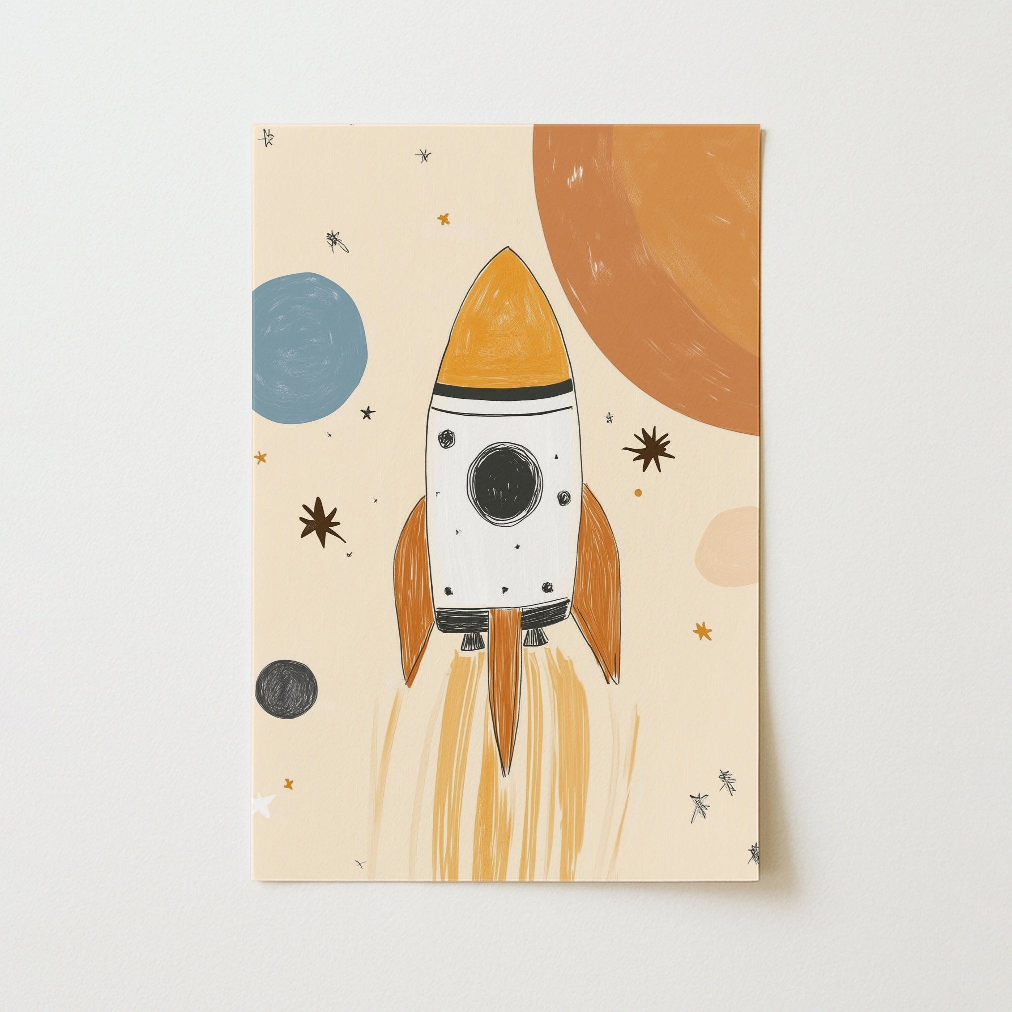 Rocket Ship Wall Art – Space Nursery Poster