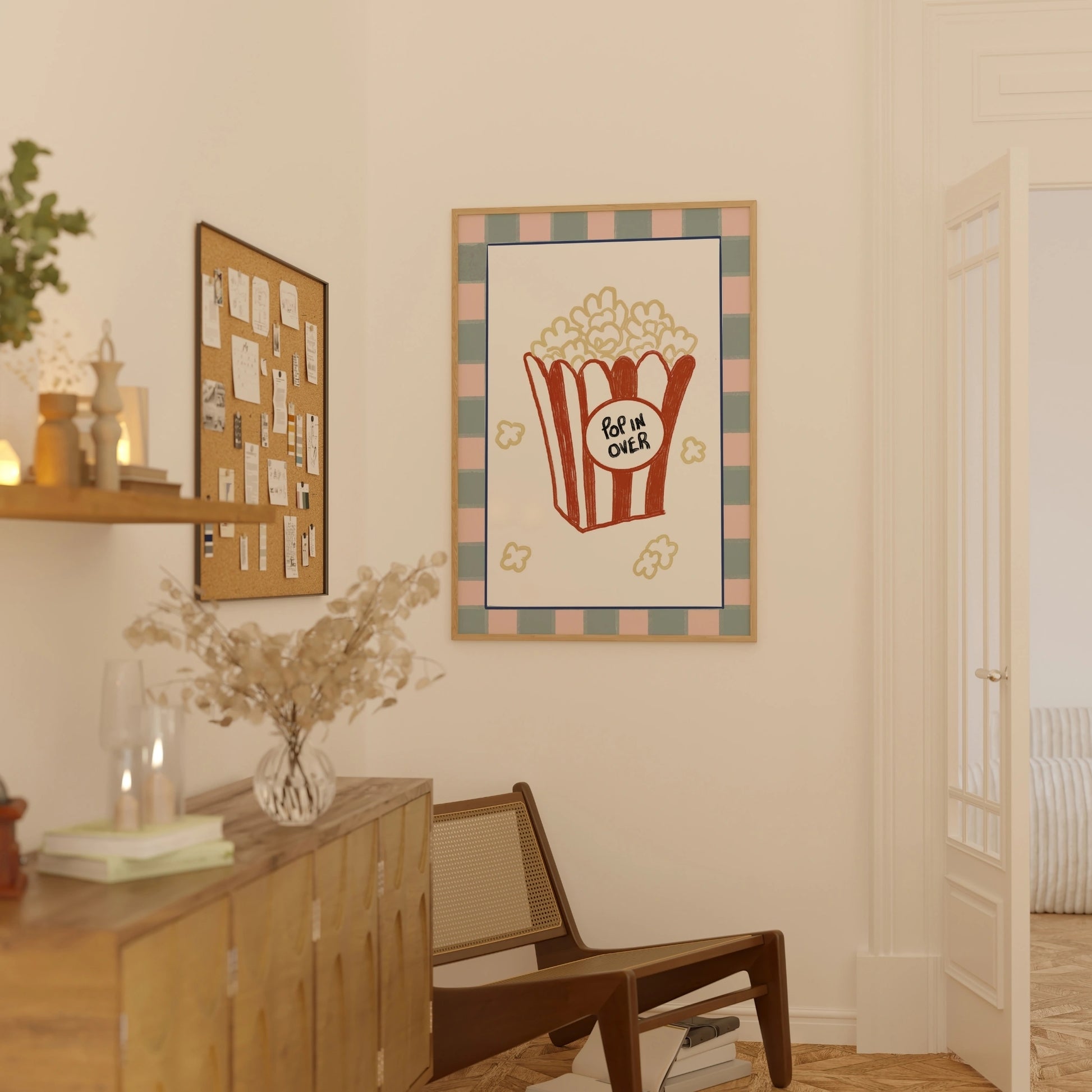 Decorazione murale per la tavola da pranzo italiana – Stampa di pasta, vino e cucina