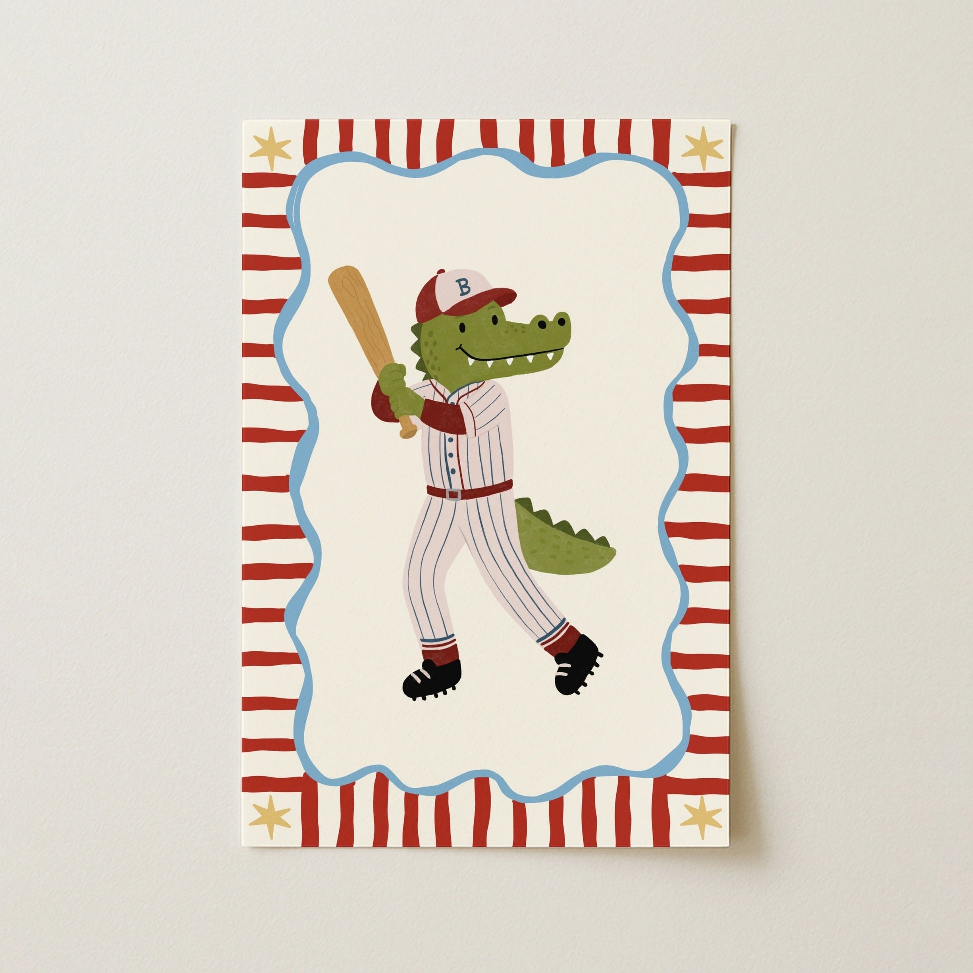 Baseball Crocodile Nursery Print