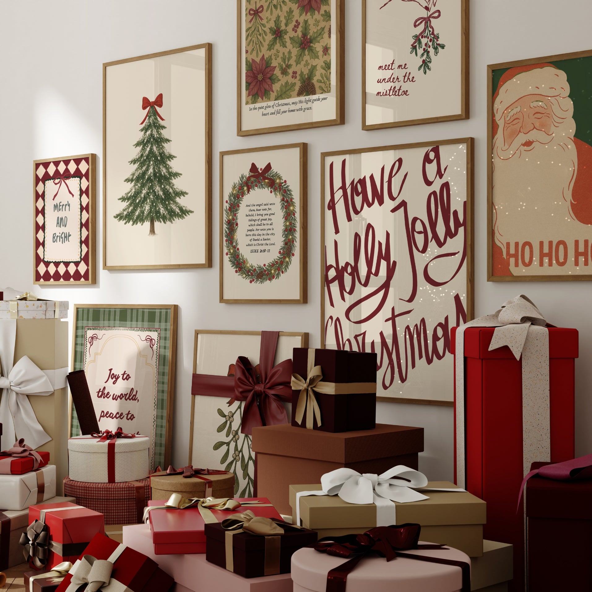 Set di 16 stampe vintage disegnate a mano per le vacanze