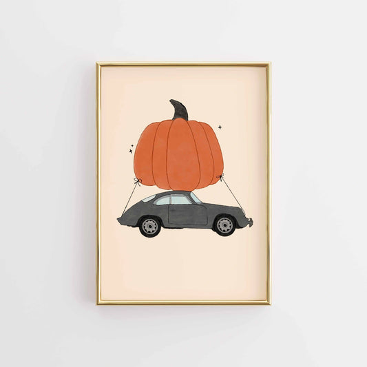 Pumpkin Car Wall Art – Halloween Print