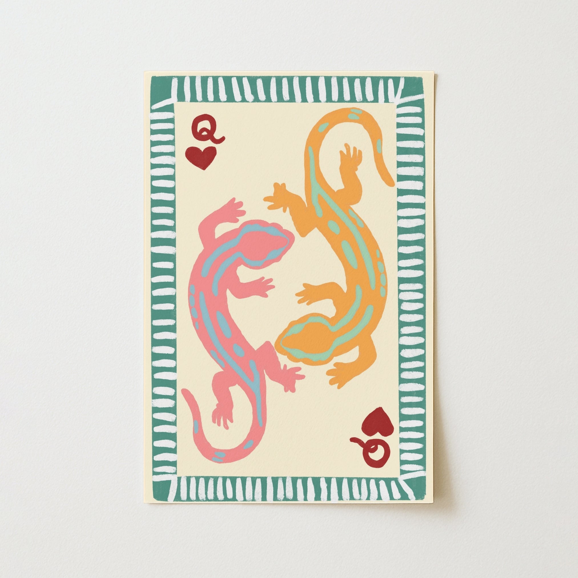 Gecko Queen Print – Tropical Playing Card Wall Art