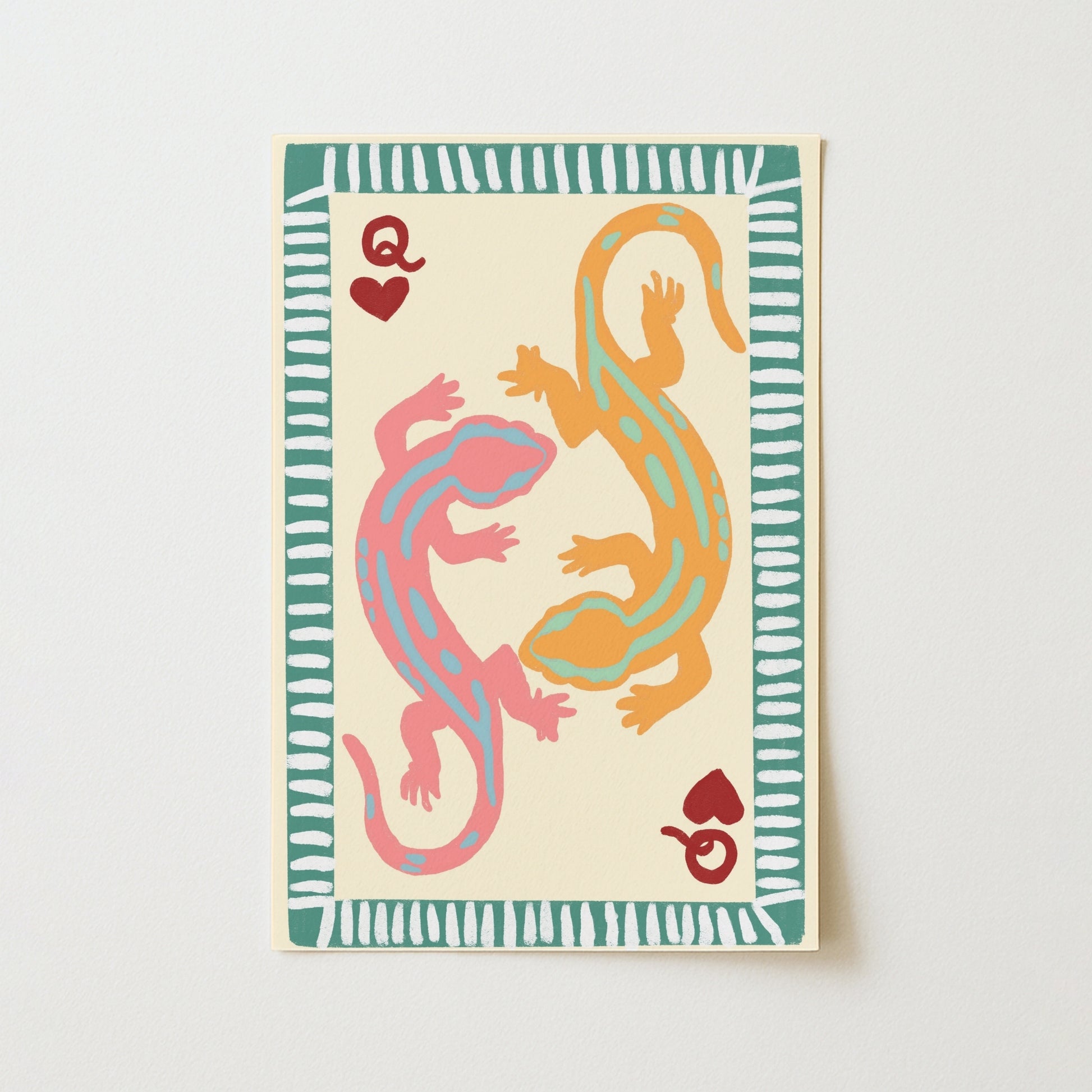 Gecko Queen Print – Tropical Playing Card Wall Art
