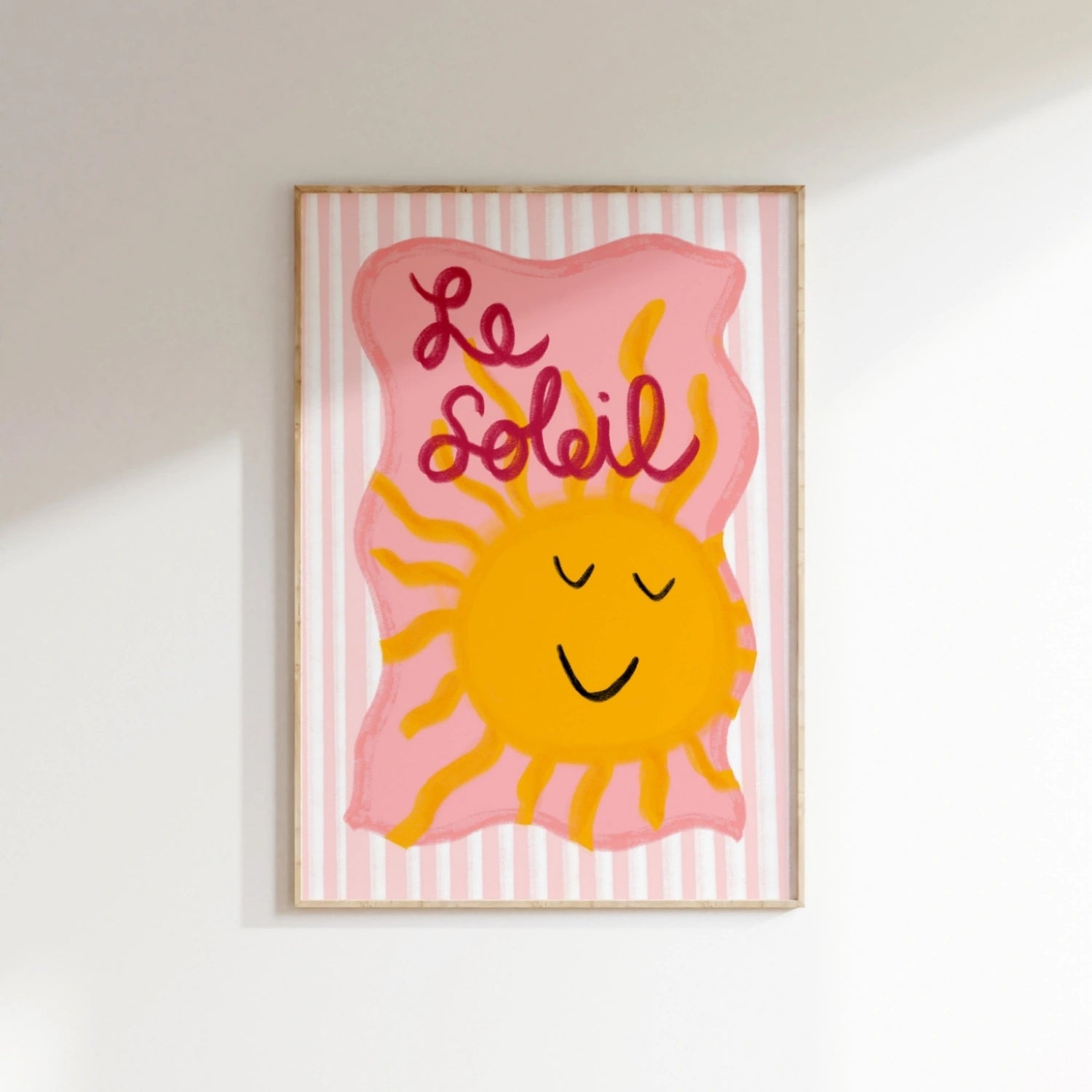 Le Soleil Wall Art for Kids - French Nursery Print, Girls Room Decor