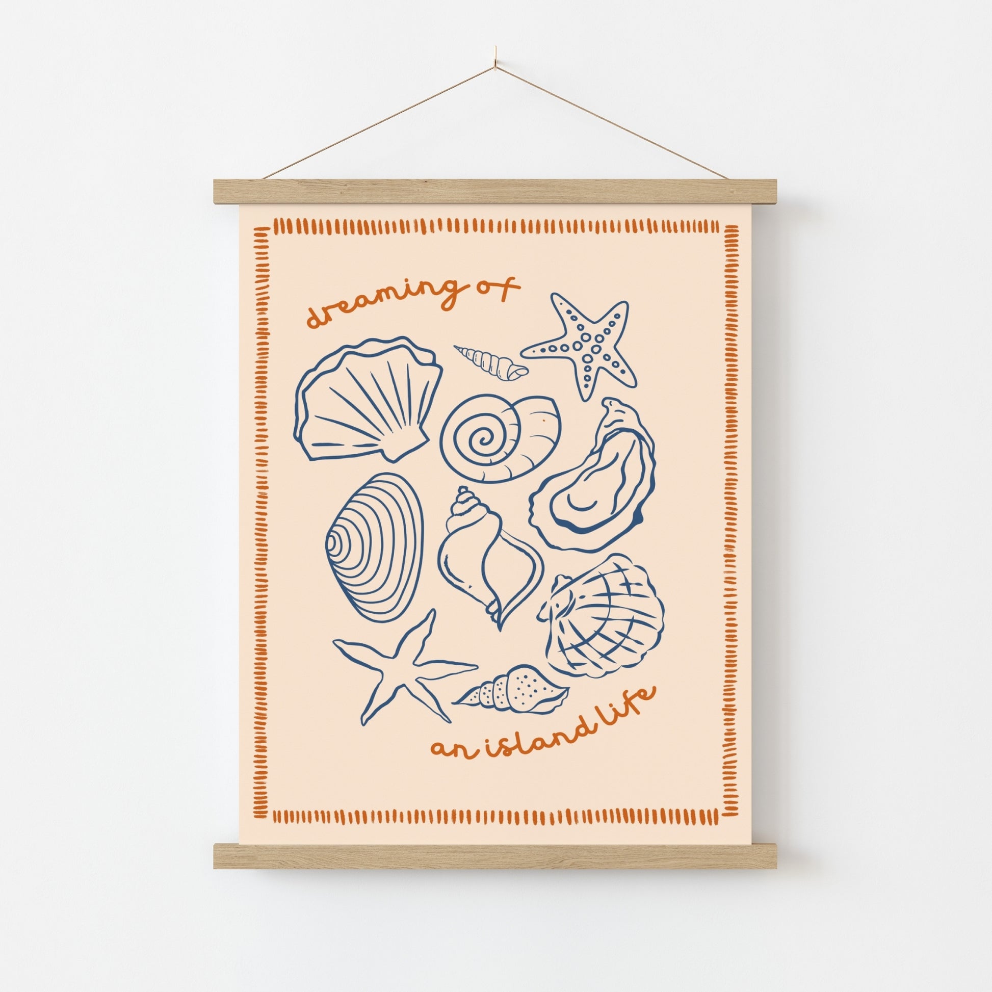 Island Life Shell Print – Peach Coastal Wall Art