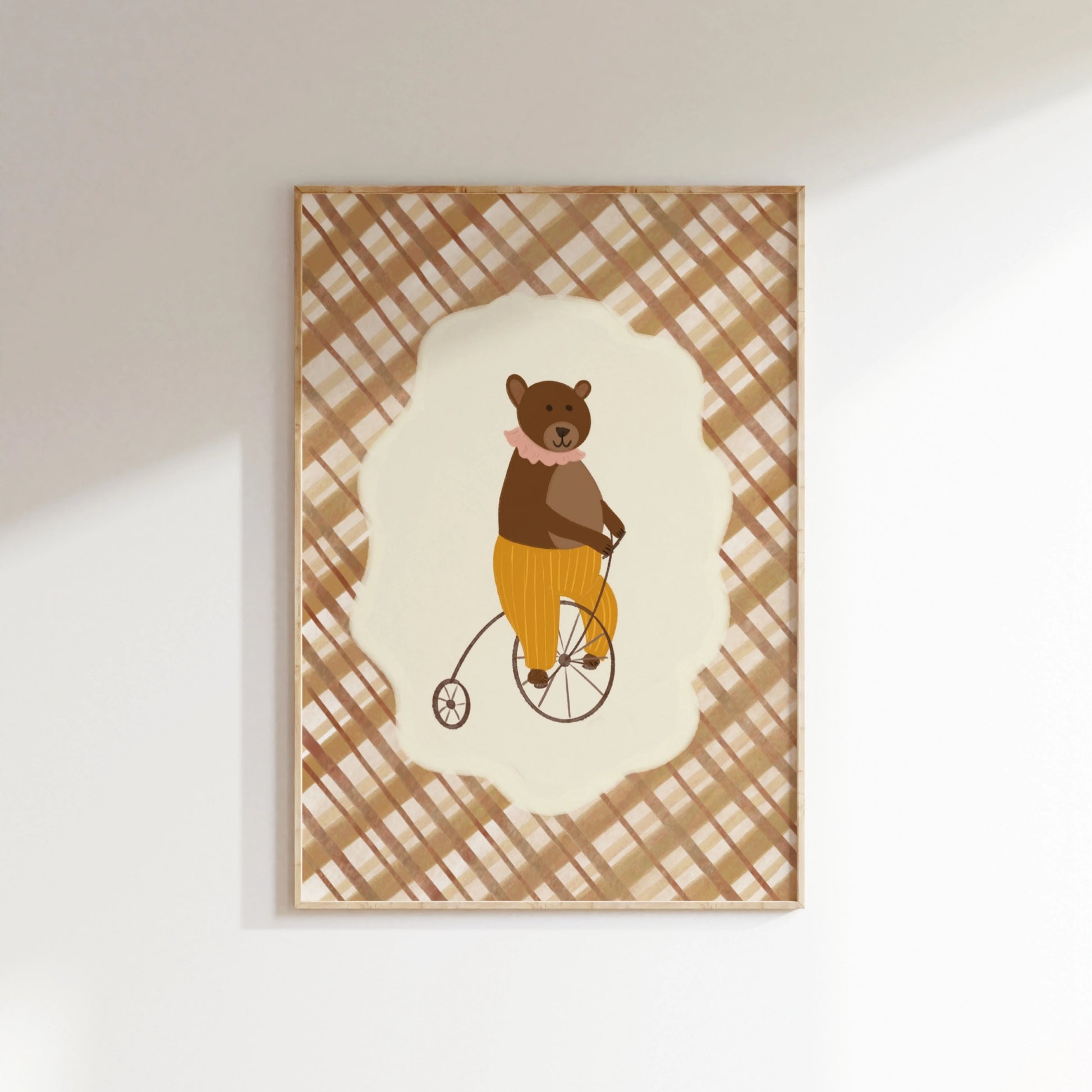 Vintage Bear on Bicycle Print, Vintage Nursery Decor