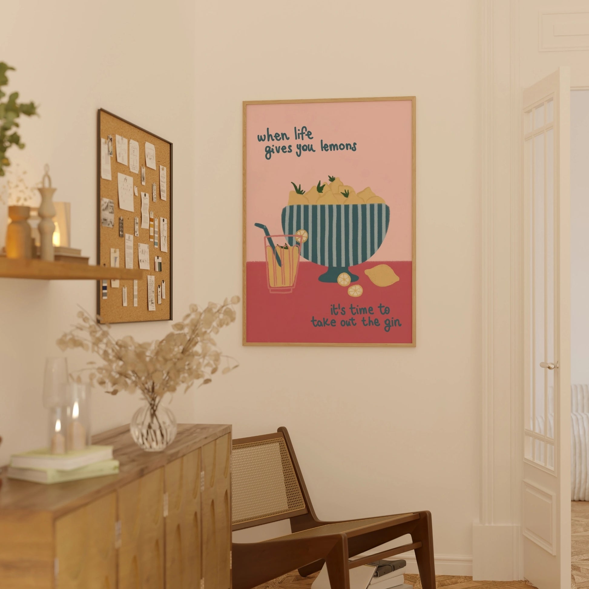 Decorazione murale per la tavola da pranzo italiana – Stampa di pasta, vino e cucina