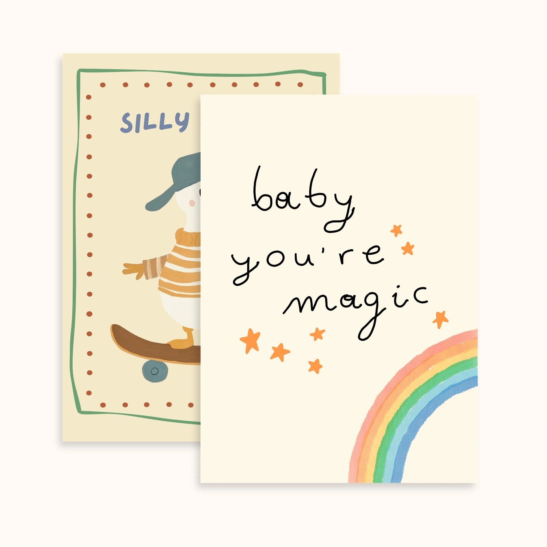 Goose and Rainbow Nursery Wall Art Set of 2