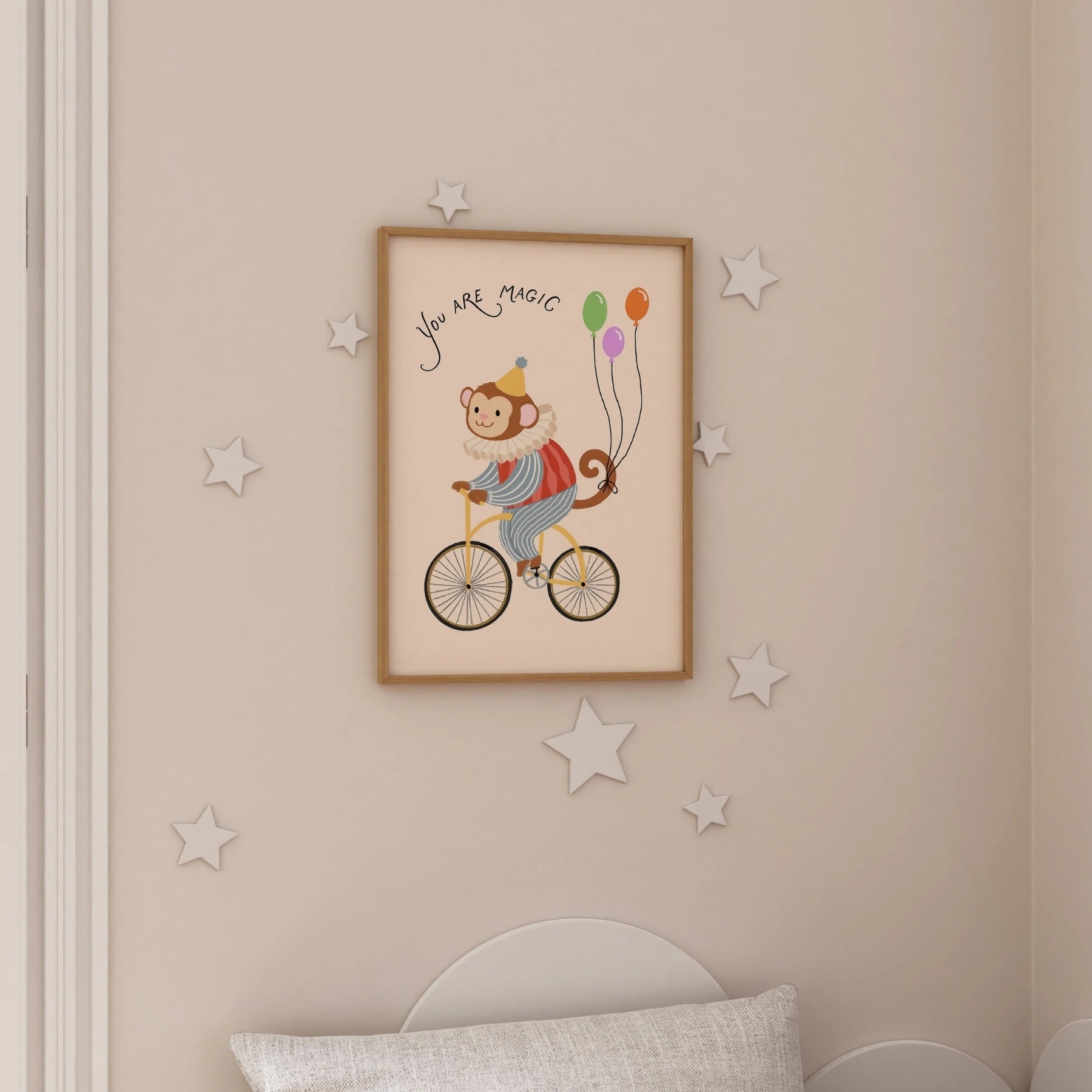 Stampa nursery con scimmia del circo