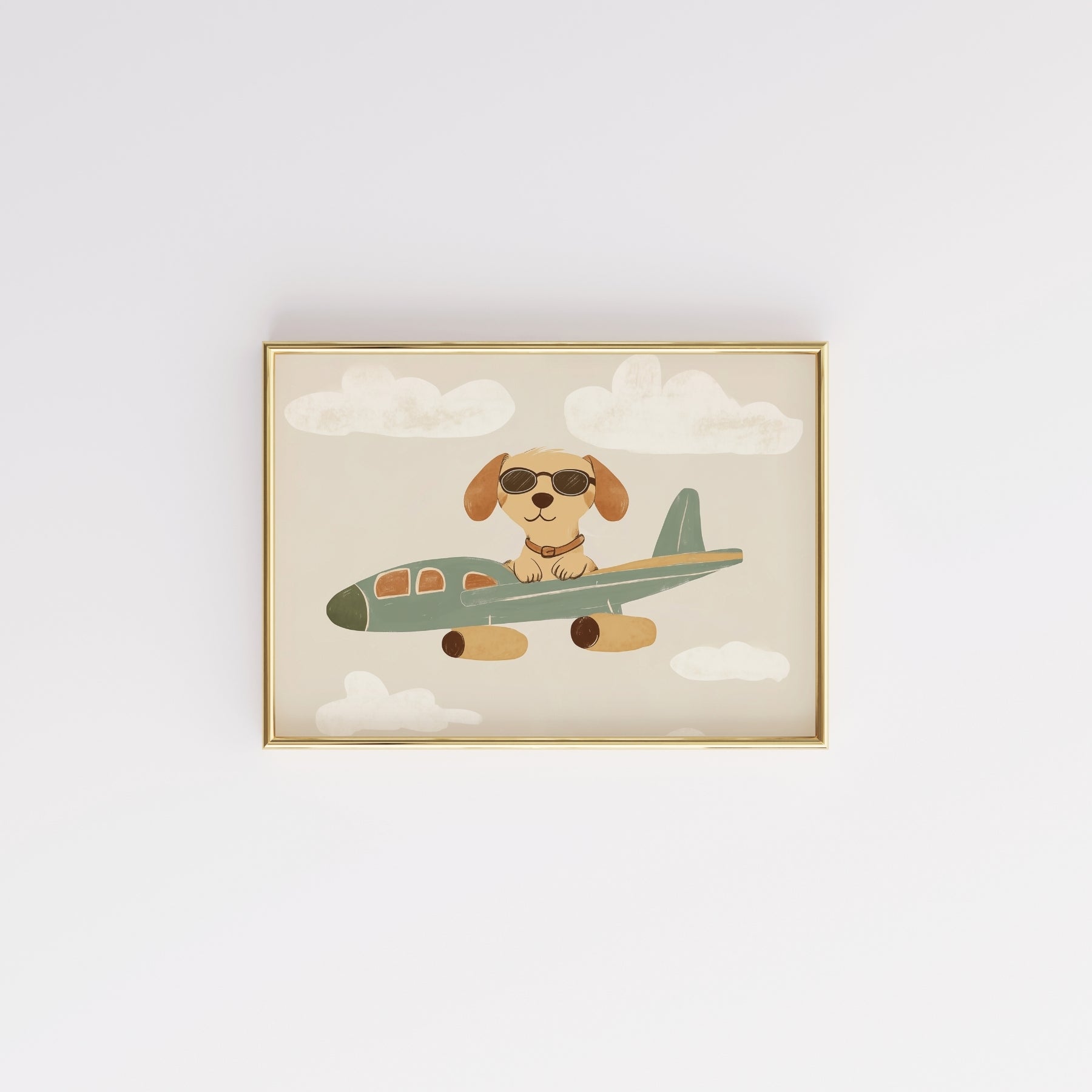 Pilot Dog Nursery Print – Cute Airplane Wall Art for Boys