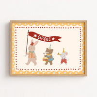 Whimsical Circus Animals Print, Circus Nursery Decor