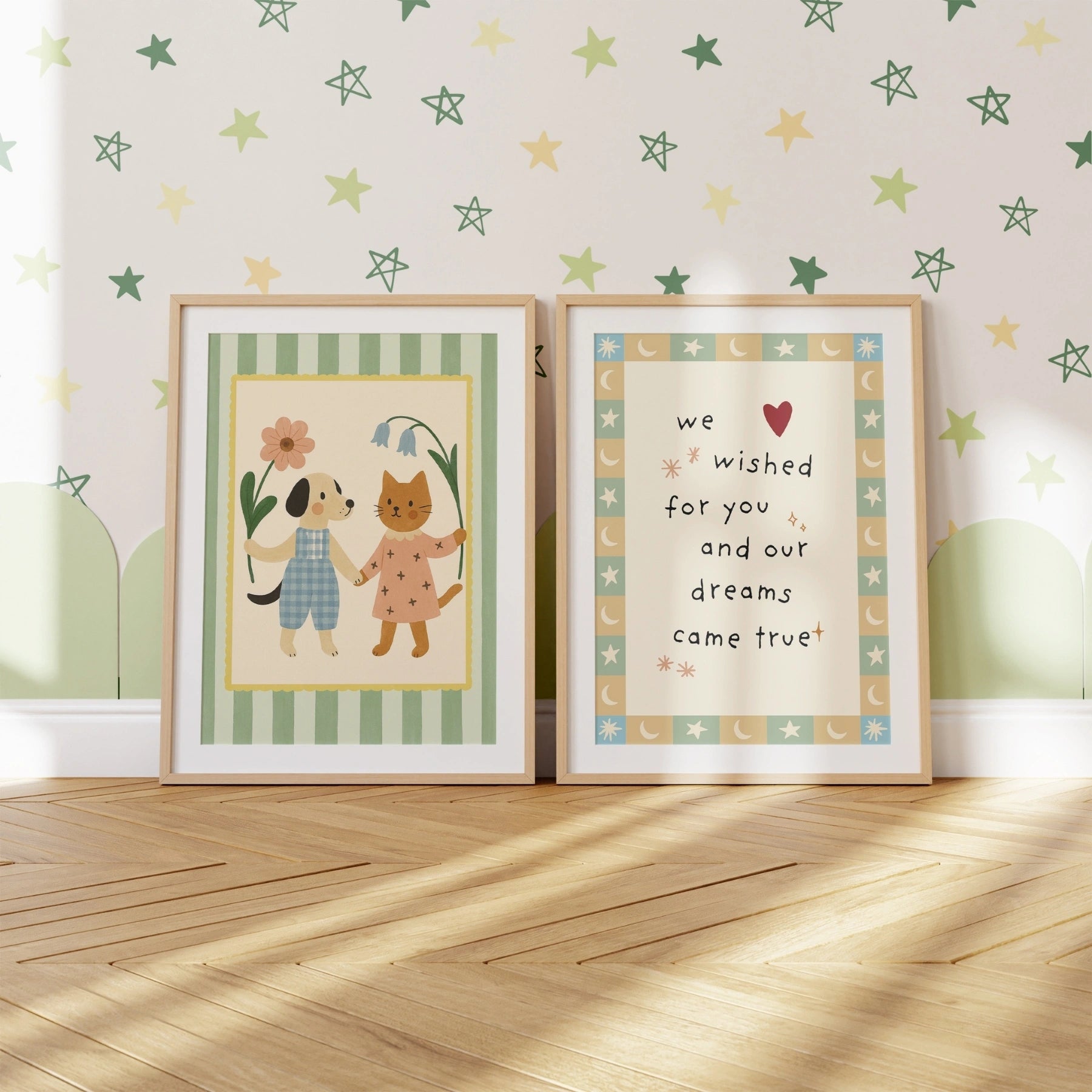 Set di 2 stampe da parete migliori amici per cameretta bambini