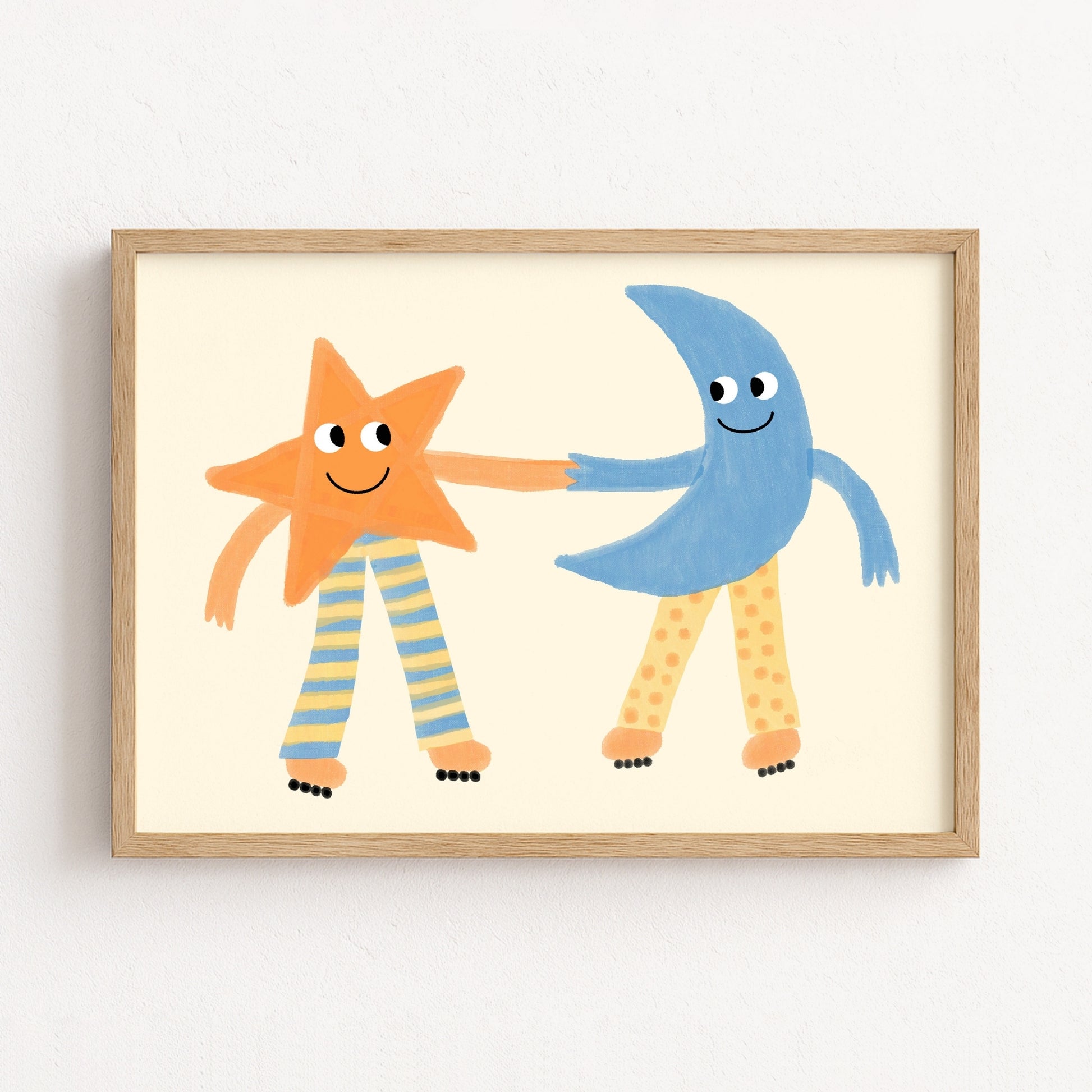 Impression crèche Lune et étoile – Adorable décoration murale céleste pour chambre d'enfant, chambre de garçon