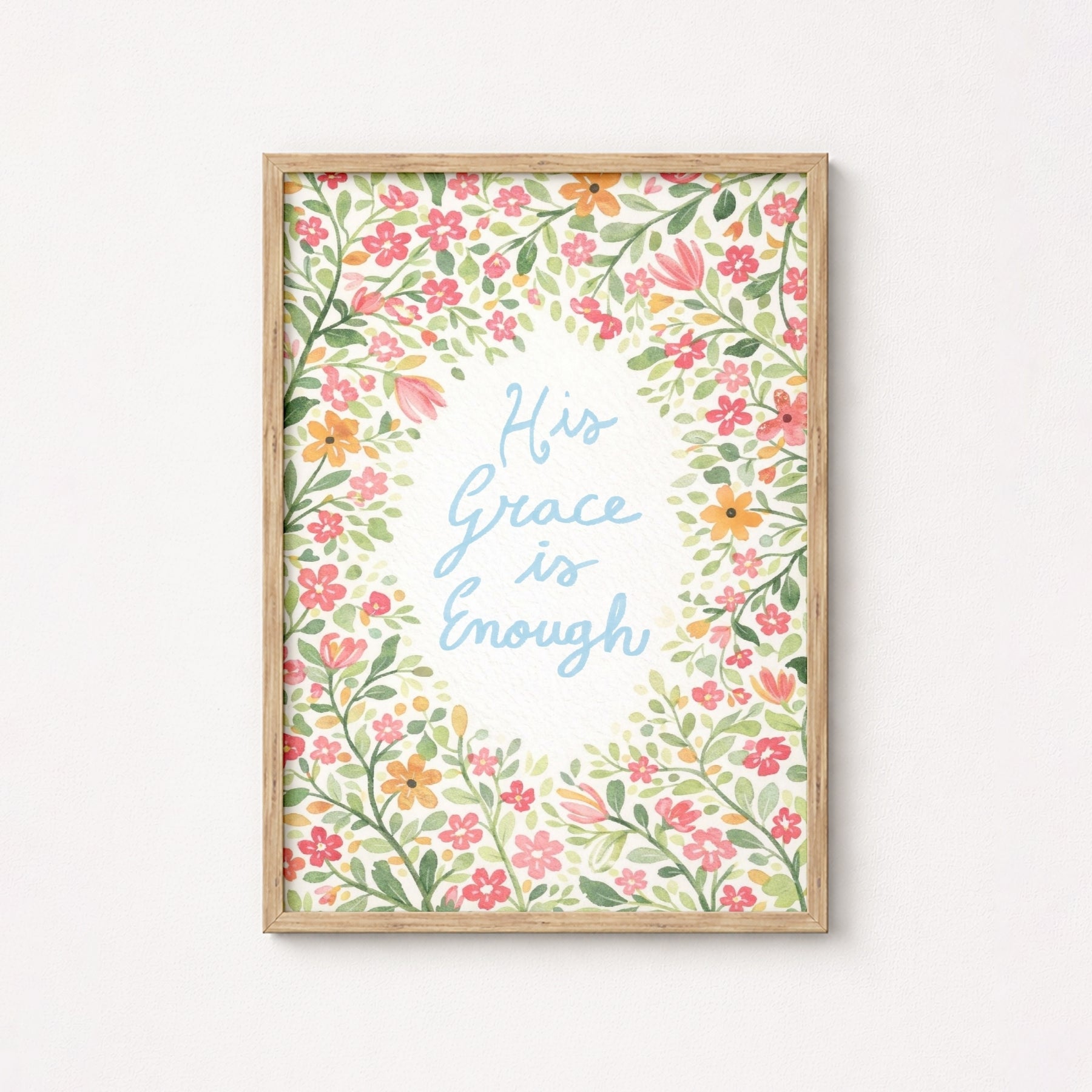 Floral Spring Scripture Print, Christian Wall Decor