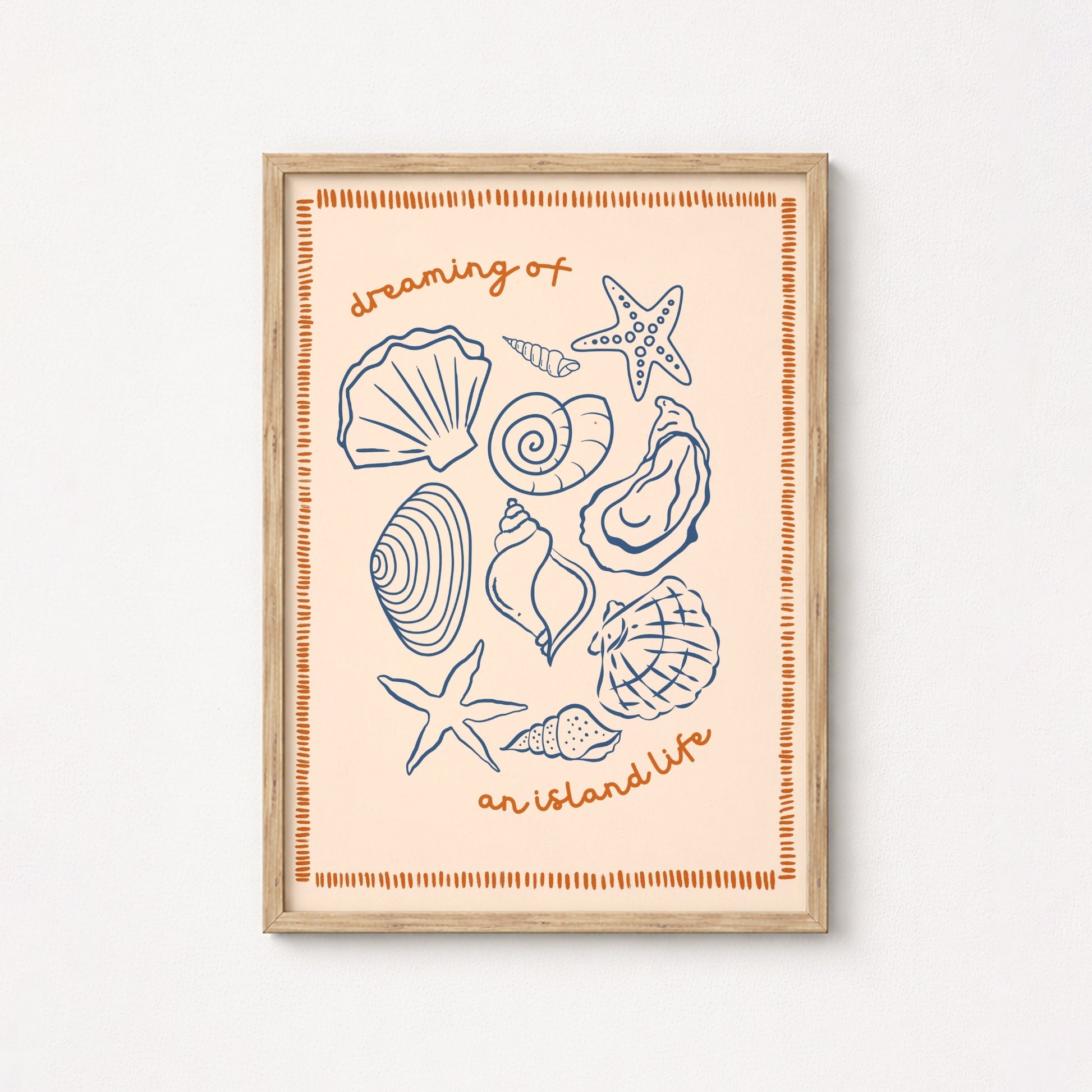 Island Life Shell Print – Peach Coastal Wall Art