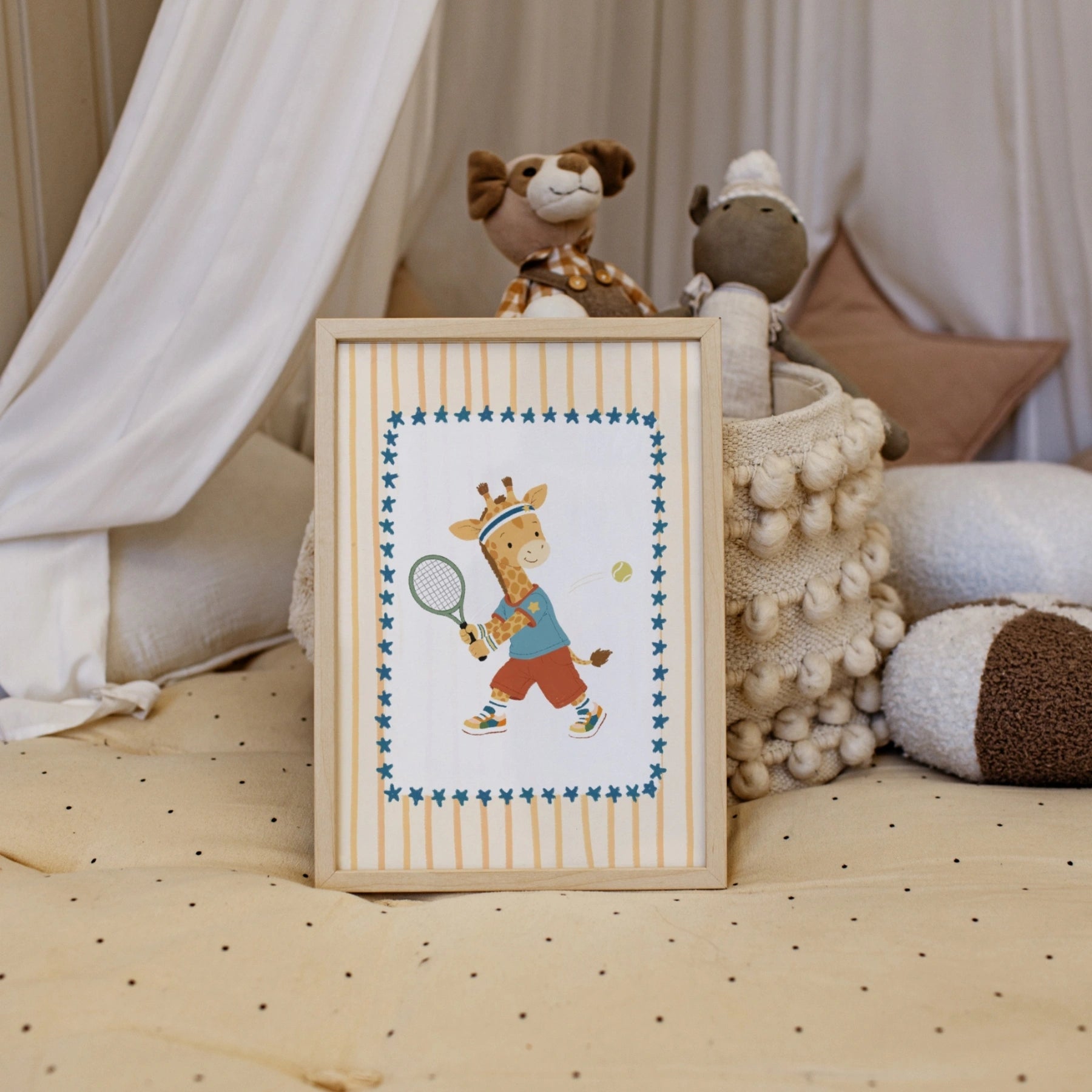 Tennis Giraffe Nursery Wall Art