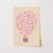 Pink Floral Hot Air Balloon – Nursery & Kids Wall Art