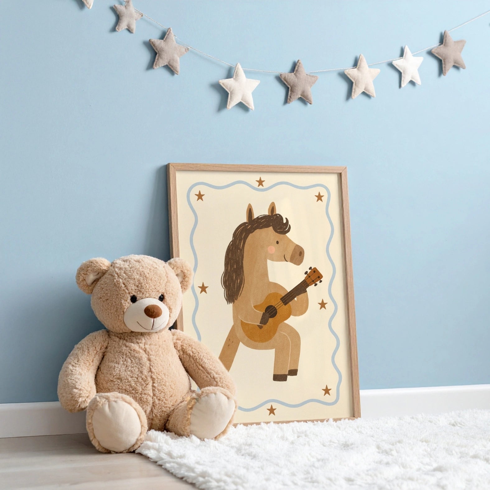 Horse Playing Guitar Nursery Print