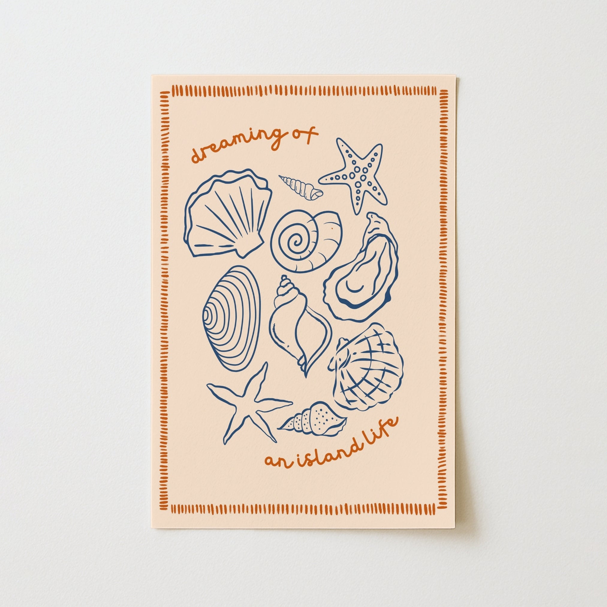Island Life Shell Print – Peach Coastal Wall Art