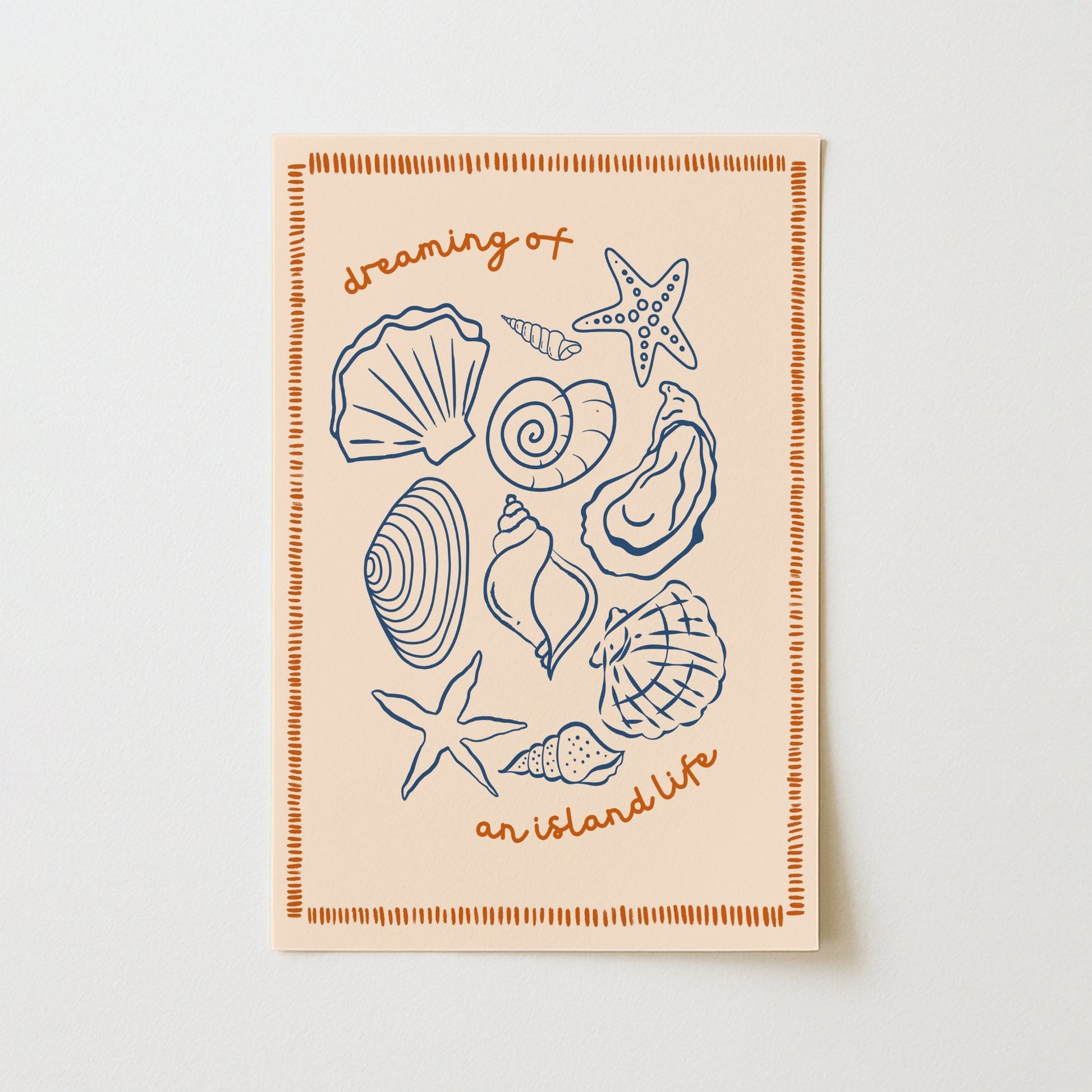 Island Life Shell Print – Peach Coastal Wall Art