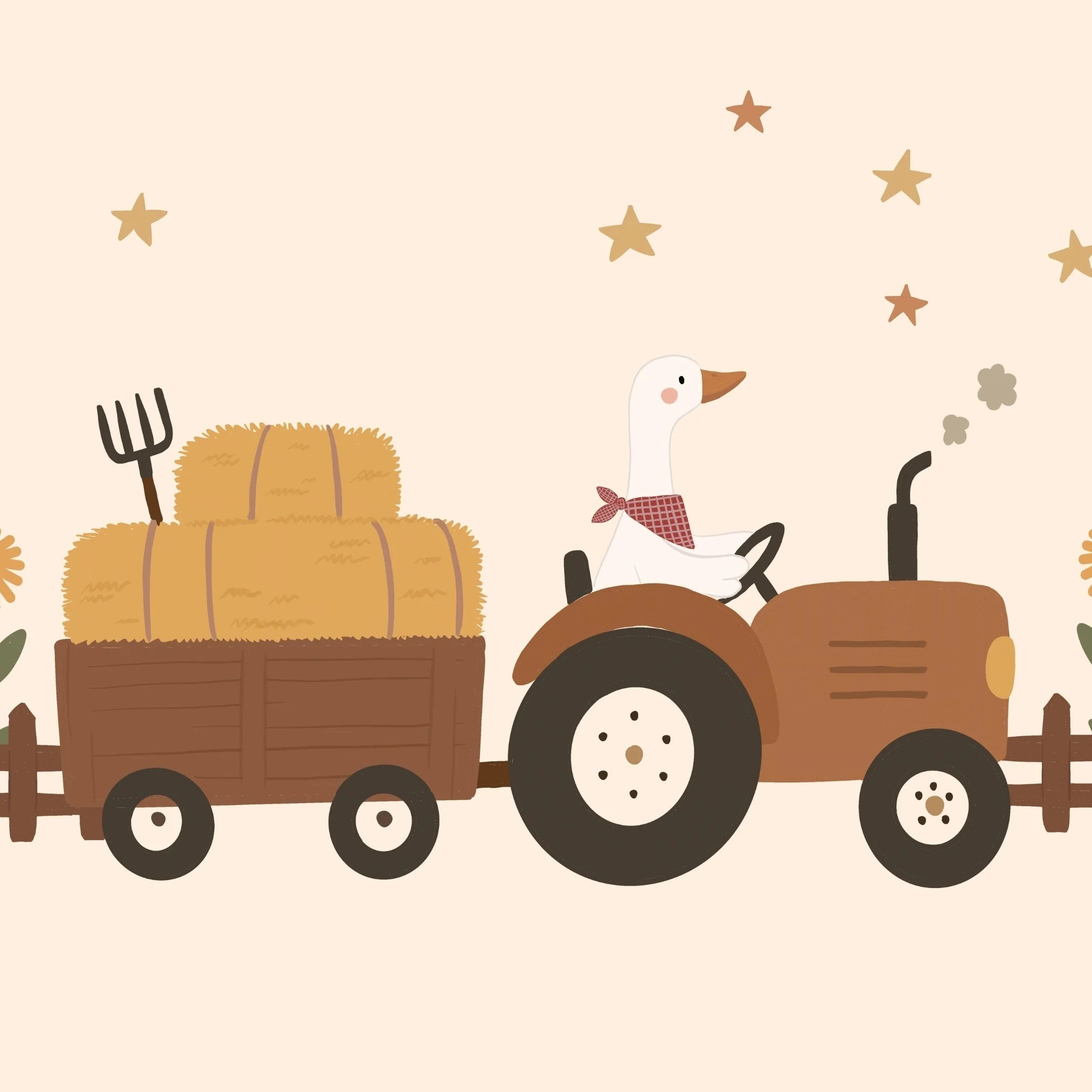 Vintage Farm Tractor with Goose – Nursery & Kids Wall Art