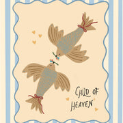 Child of Heaven Blue Stripes and Doves - Nursery & Kids Wall Art
