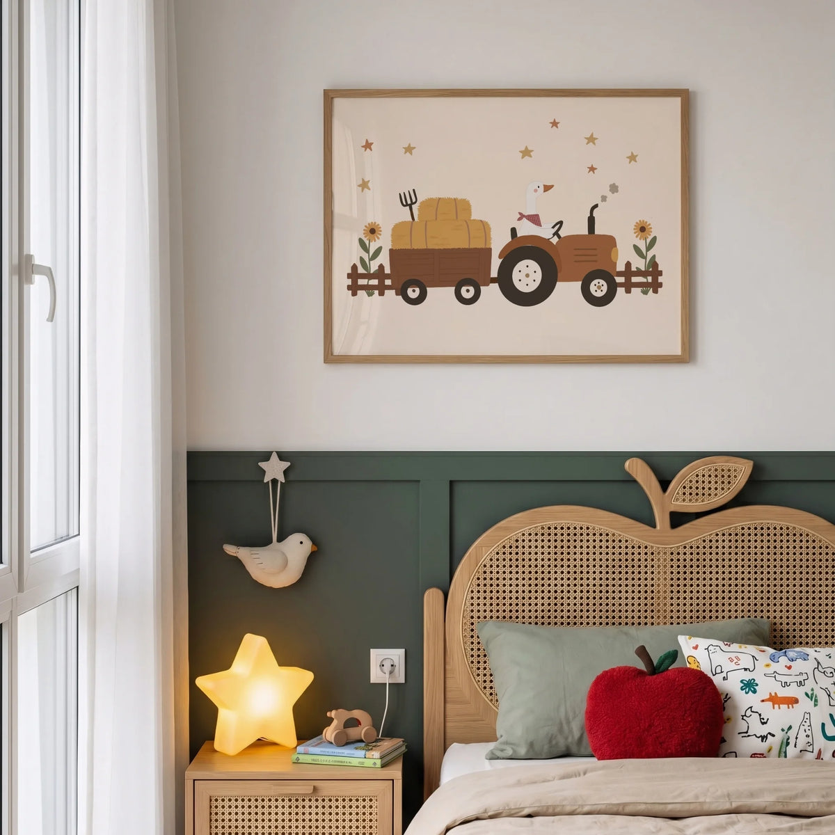 Vintage Farm Tractor with Goose – Nursery & Kids Wall Art