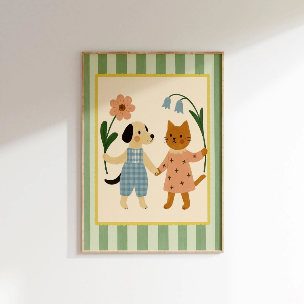 Puppy and Kitten Nursery Print - Cute Animal Wall Art for Kids, Colorful Kids Decor