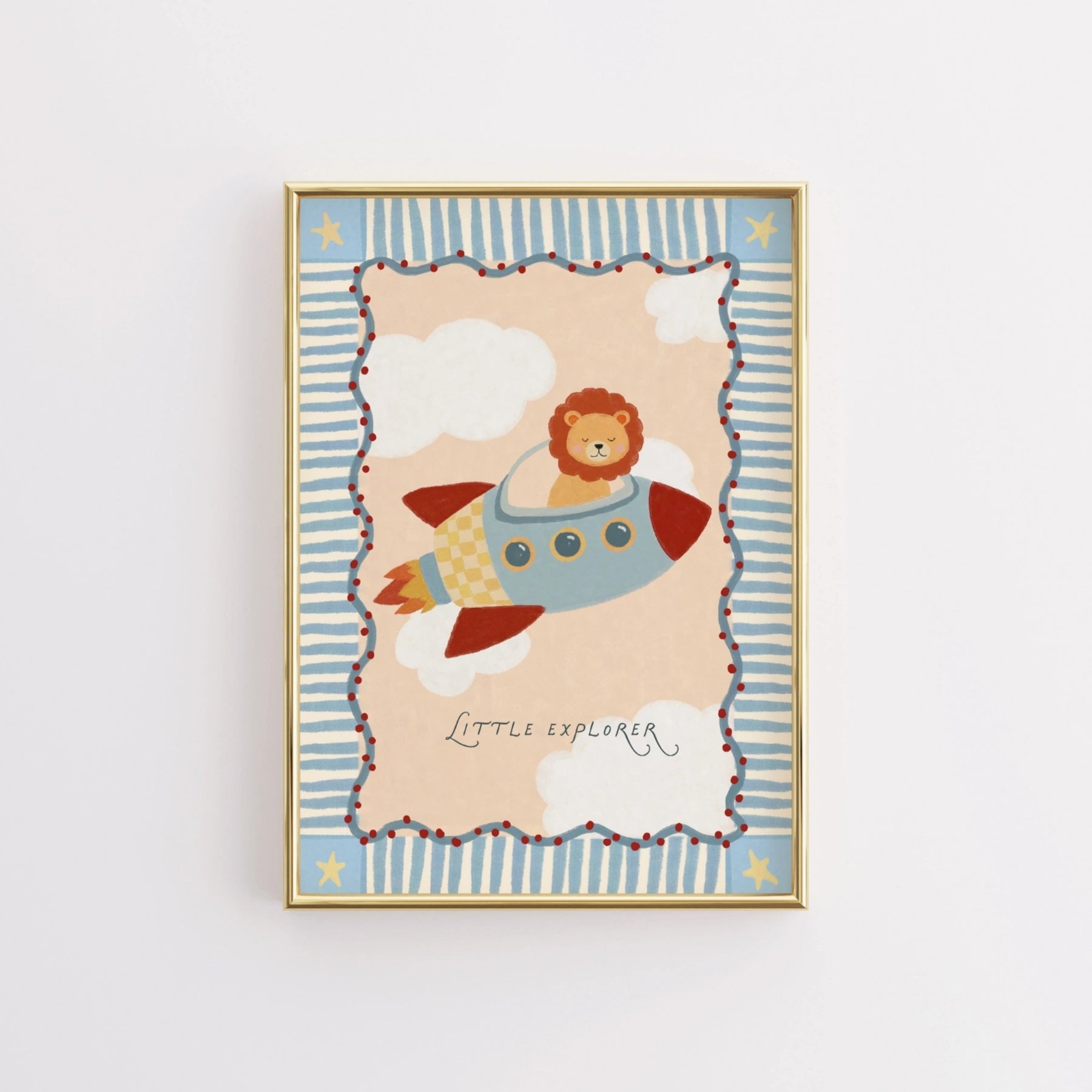 Arte murale con leone su razzo