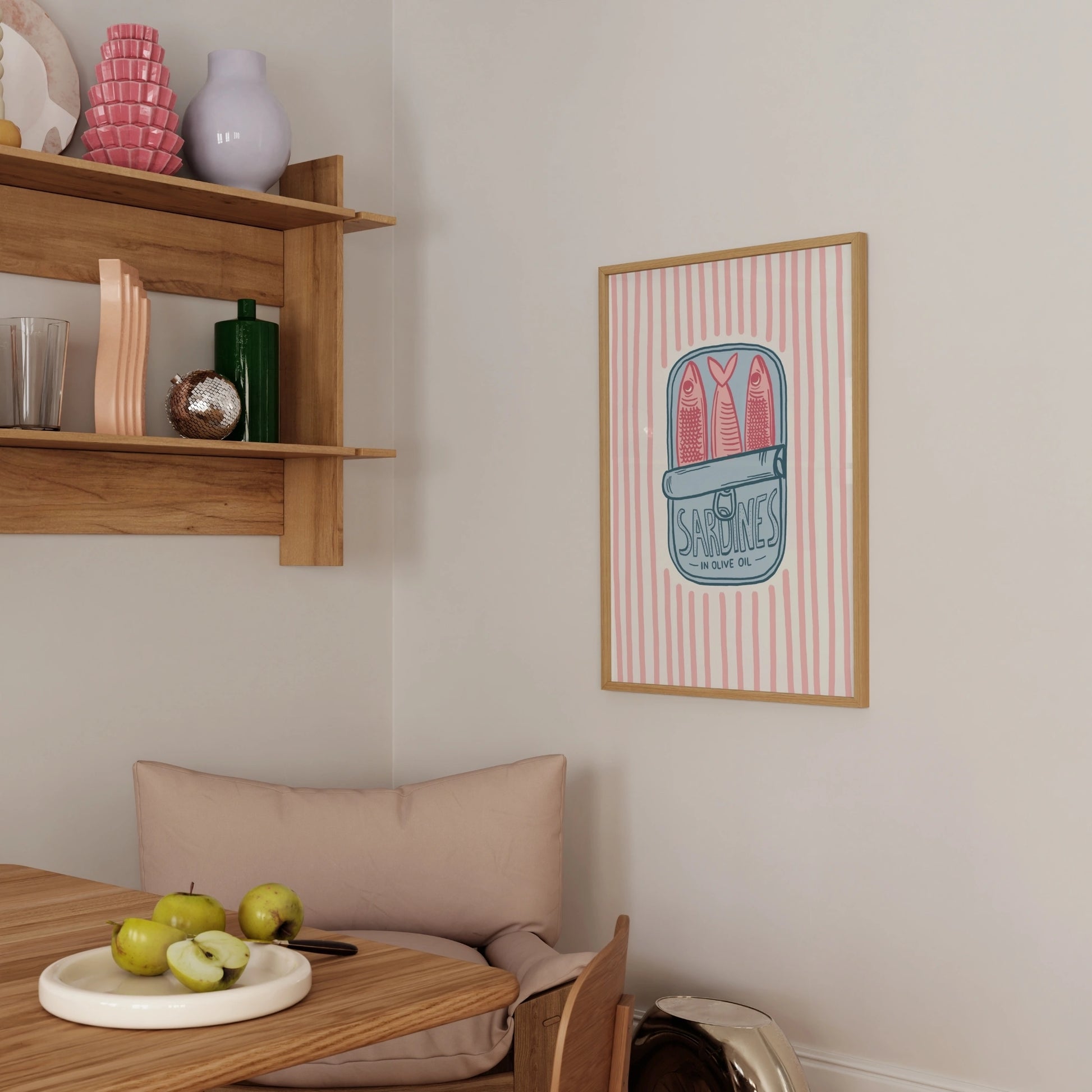 Decorazione murale per la tavola da pranzo italiana – Stampa di pasta, vino e cucina