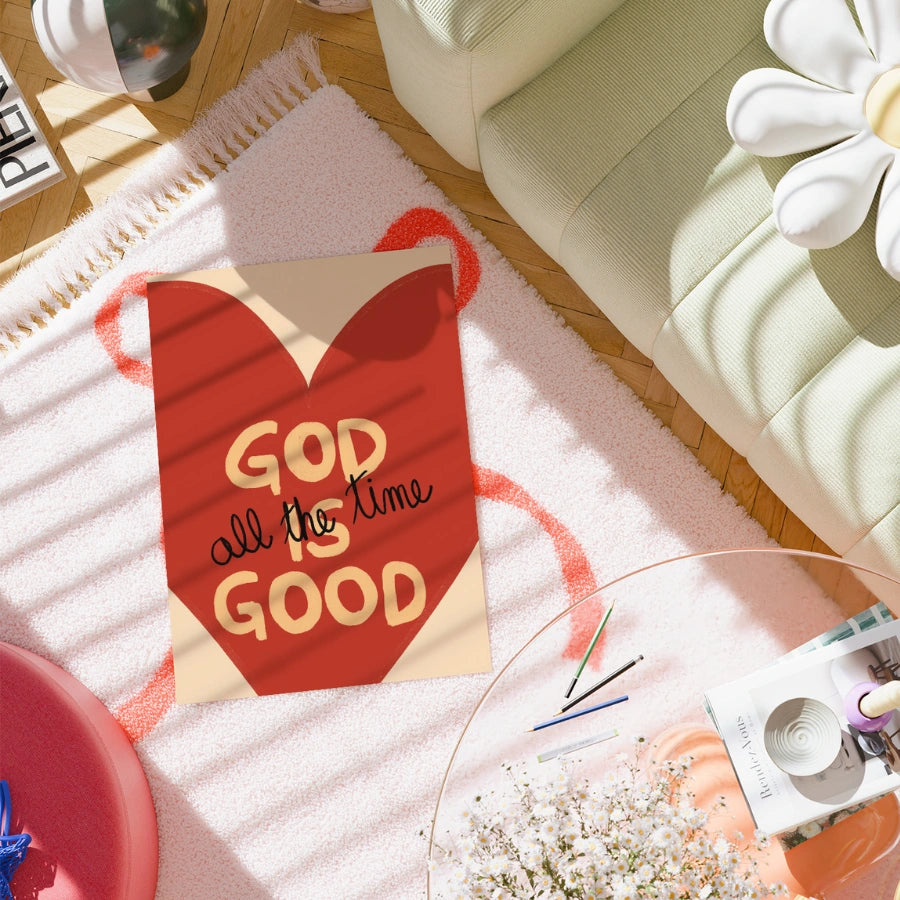 God Is Good Christian Wall Art – Bold Heart Print