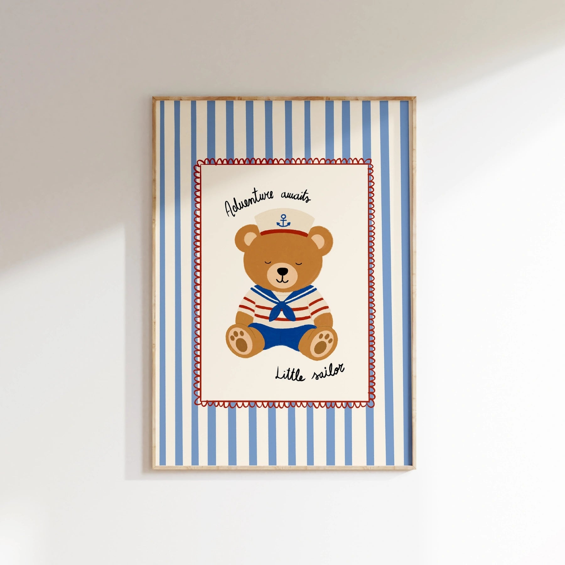 Little Sailor Bear Nursery Print, Boys Room Decor