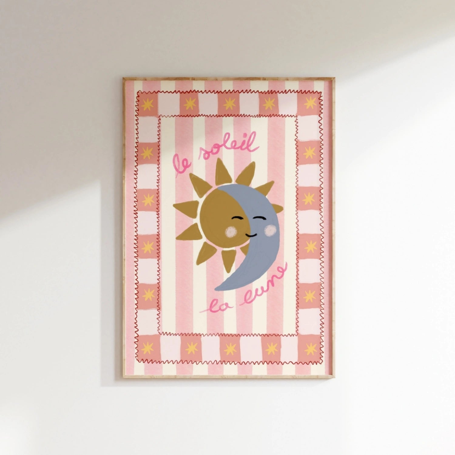 Le Soleil La Lune Nursery Print, Girls Room Decor