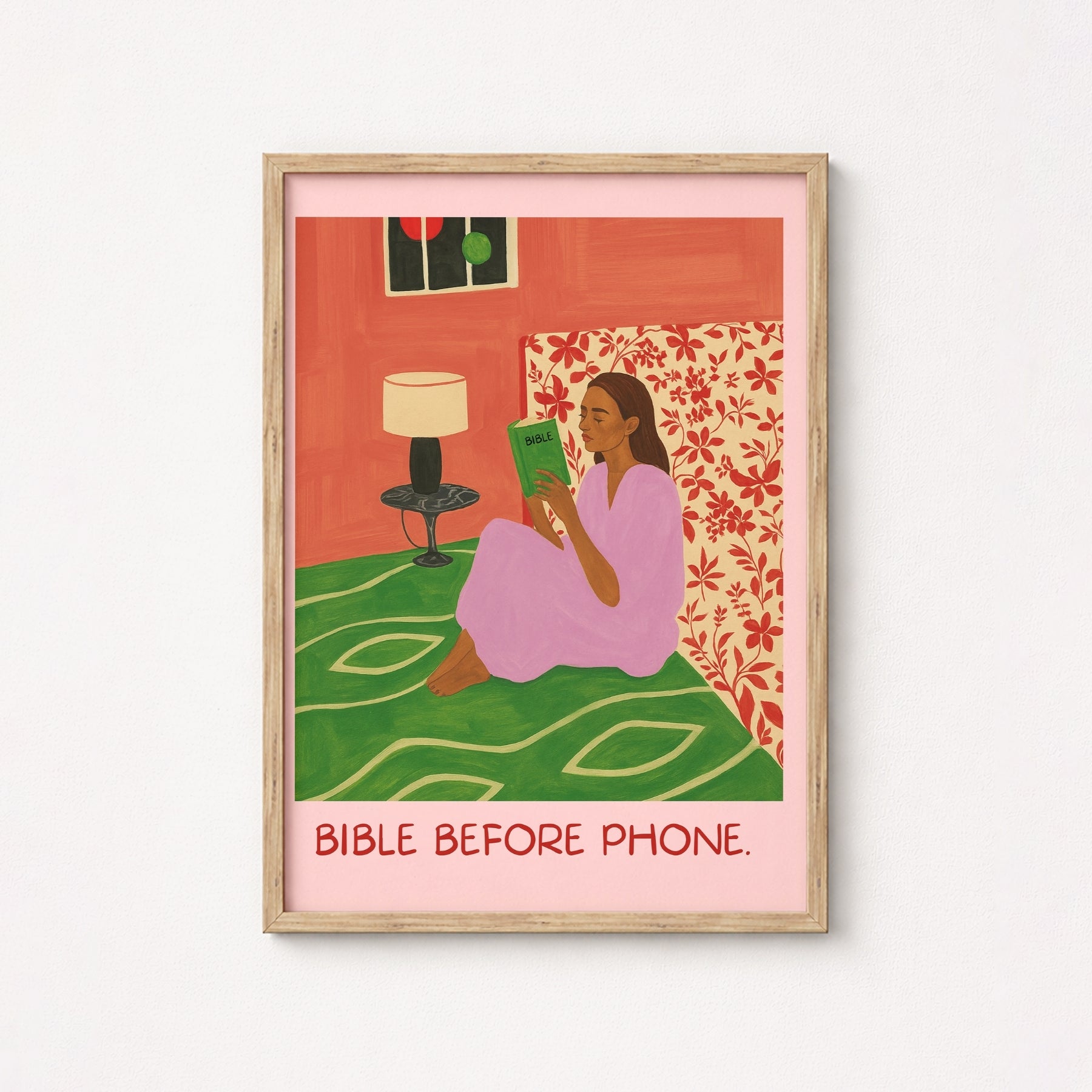 Décoration murale « La Bible avant le téléphone » – Impression chrétienne « Routine matinale »
