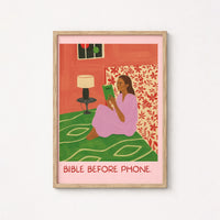 Décoration murale « La Bible avant le téléphone » – Impression chrétienne « Routine matinale »